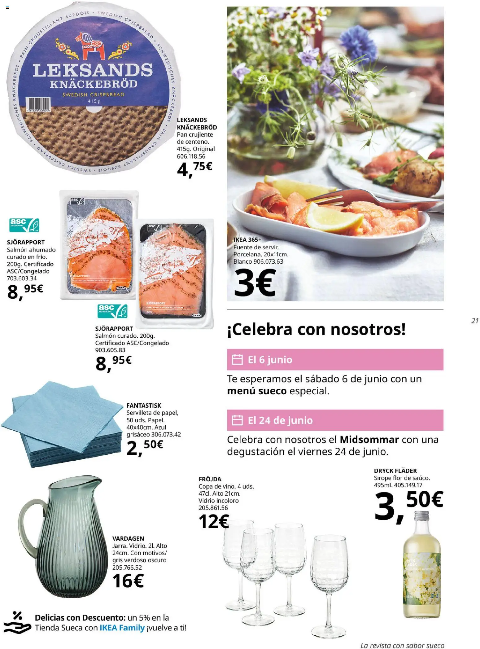 Catálogo IKEA Fika │ válido desde el 01.04.2026 | Página: 21 | Productos: Pan, Té, Salmón ahumado