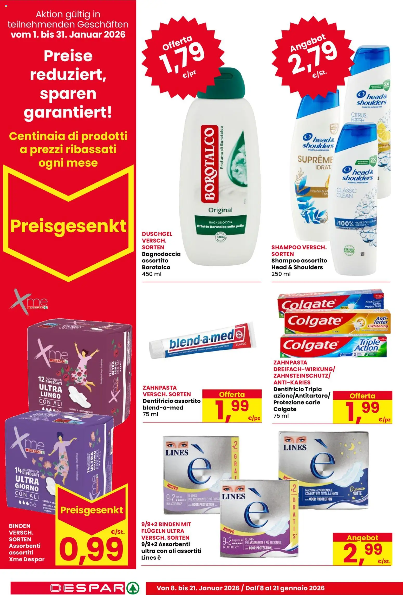 Volantino Despar del 08.01.2026 | Pagina: 18 | Prodotti: Shampoo, Dentifricio, Profumo