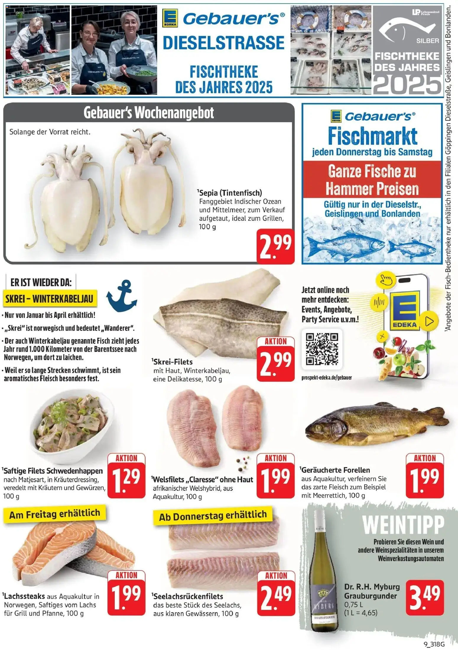 Edeka prospekt Geislingen	 – gültig ab 02.03.2026 | Seite: 9 | Produkte: Tintenfisch, Fisch, Lachs, Wein