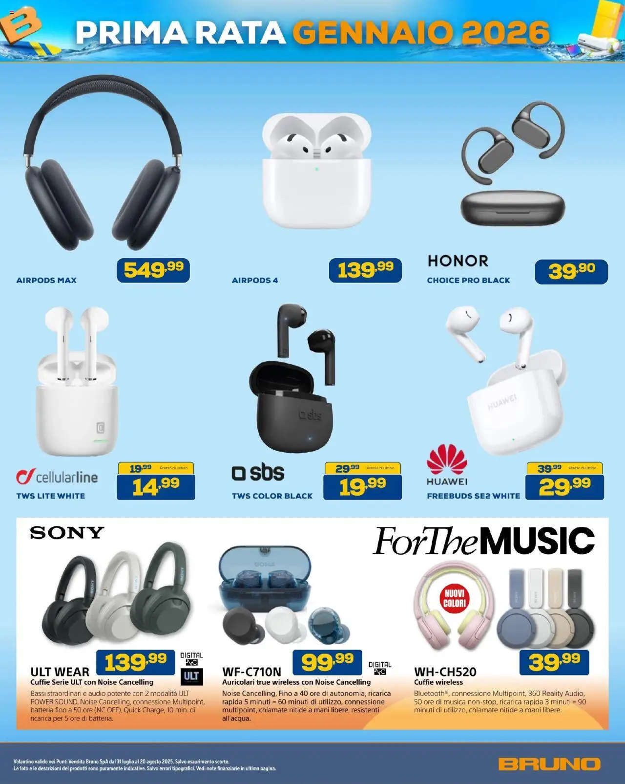 Volantino BRUNO del 31.07.2025 | Pagina: 7 | Prodotti: Auricolari, Audio, Cuffie, Airpods