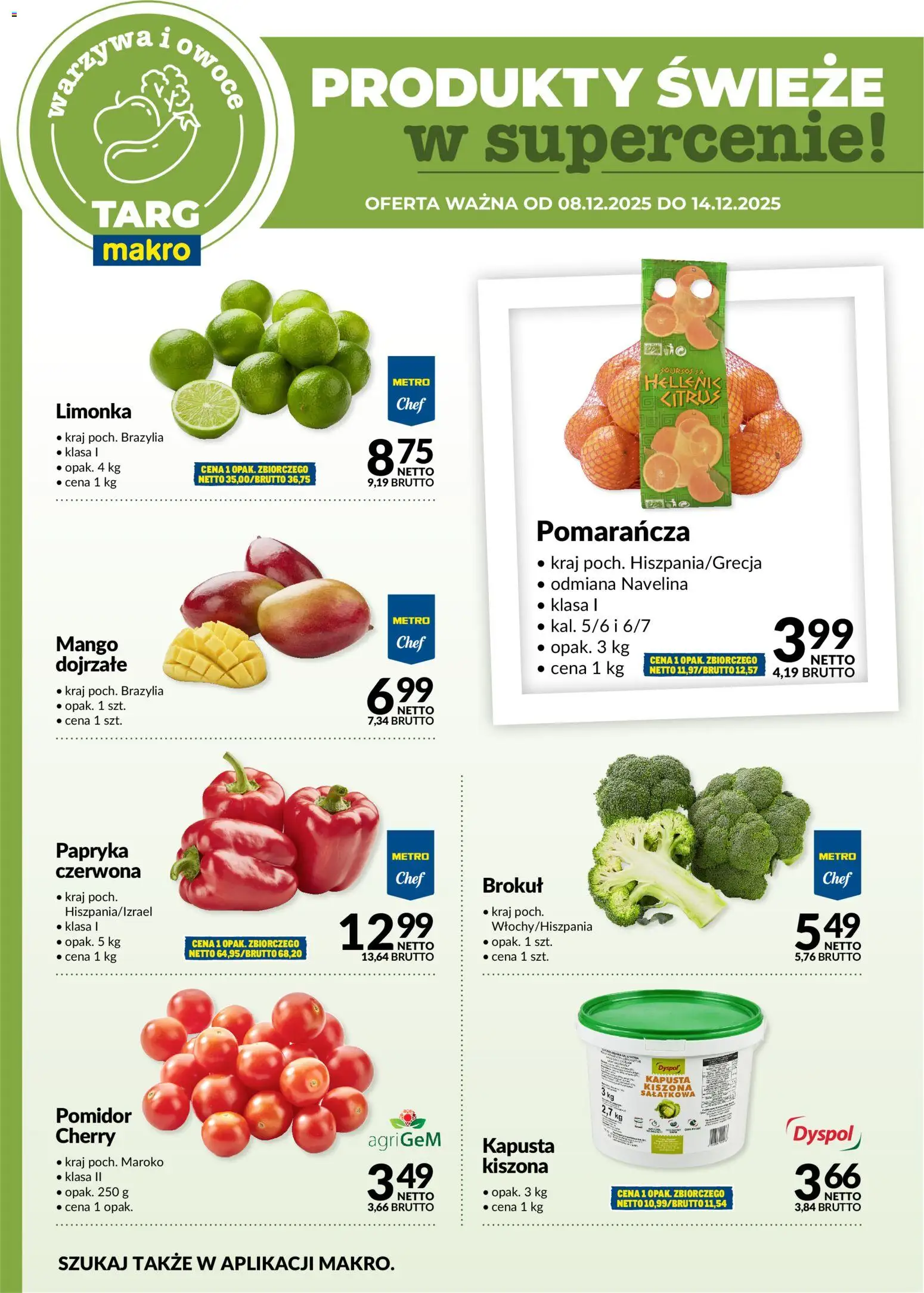 Makro Gazetka - Produkty świeże w supercenie od 08.12.2025 | Strona: 5 | Produkty: Kapusta, Limonka, Brokuł, Papryka