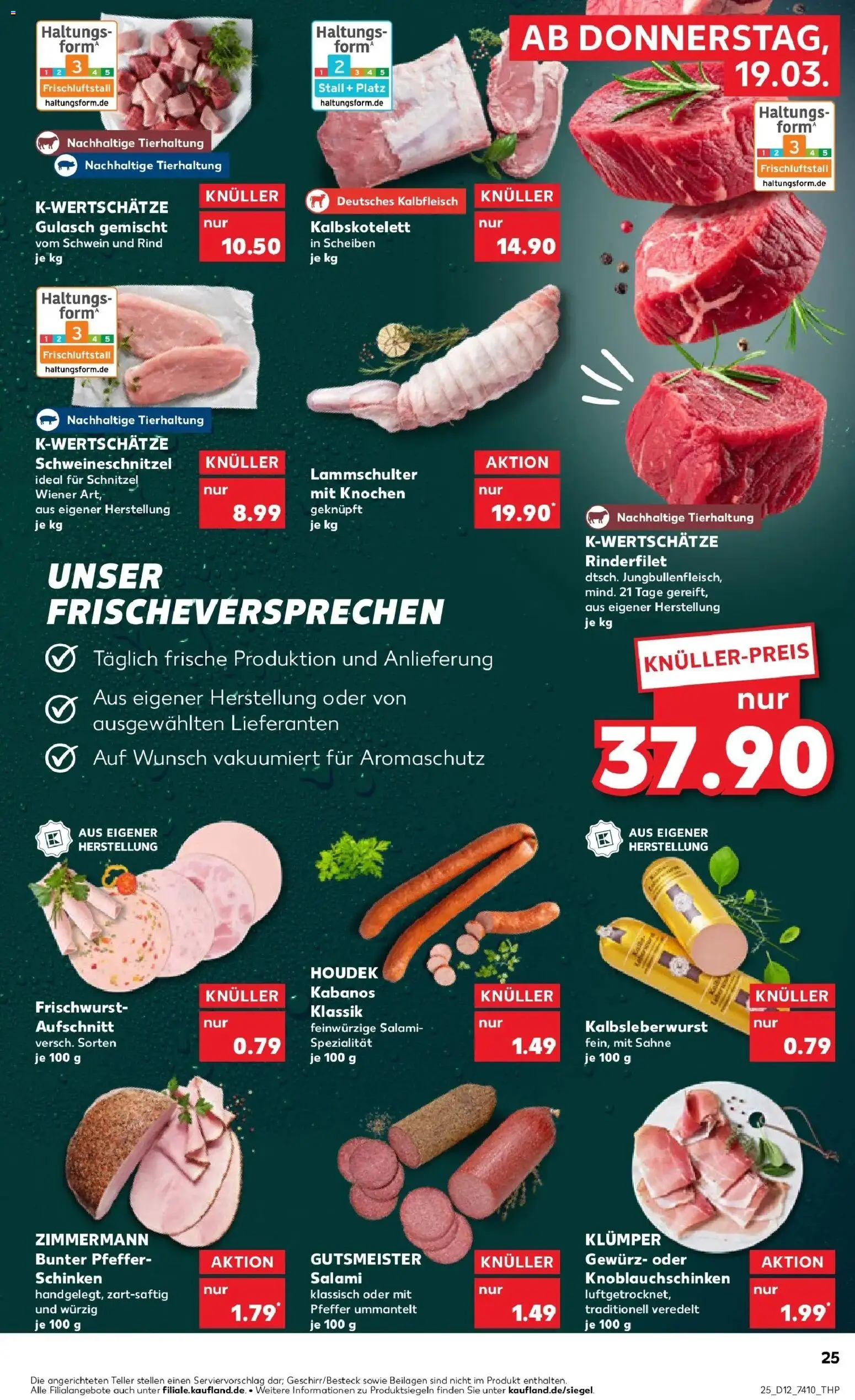 Kaufland Prospekt Braunschweig	 – gültig ab 19.03.2026 | Seite: 25 | Produkte: Rinderfilet, Schnitzel, Gulasch, Schinken