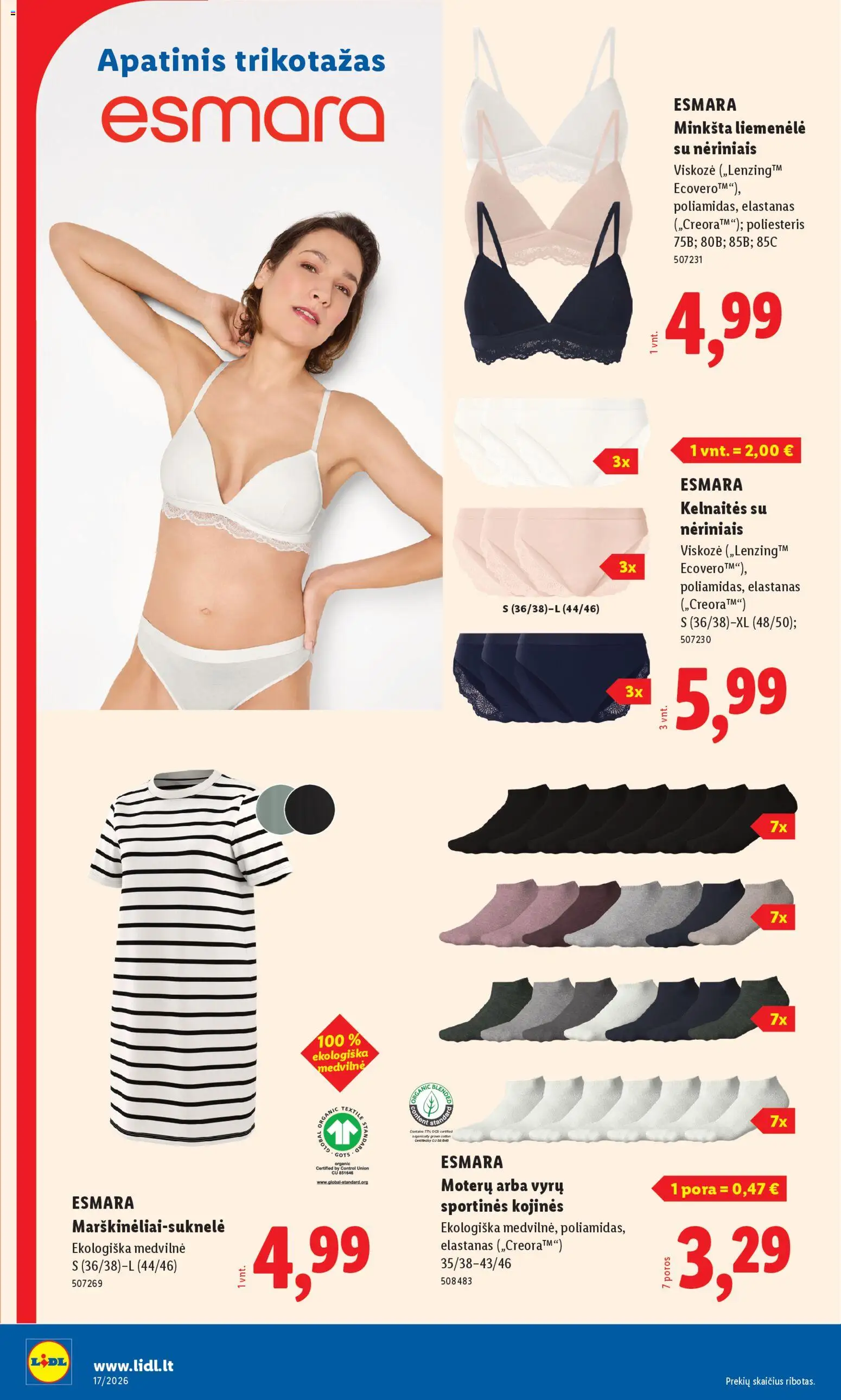 LIDL akcijos nuo 20.04.2026 | Puslapis: 18 | Prekių: Apatinis trikotažas, Kelnaitės, Liemenėlė, Kojinės