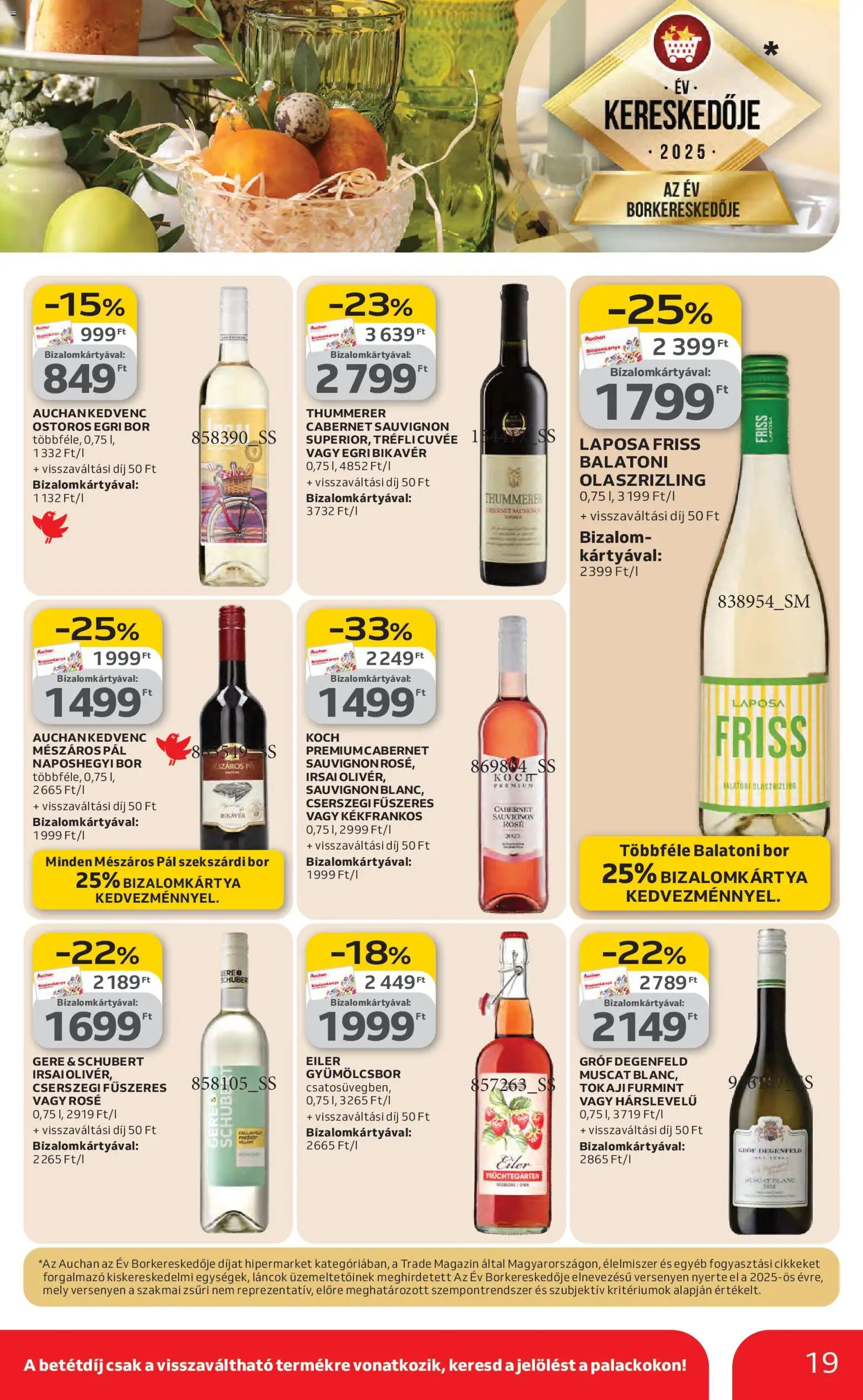 Auchan akciós ujság - amely érvényes a következő dátumtól: 26.02.2026 | Oldal: 19 | Termékek: Bor