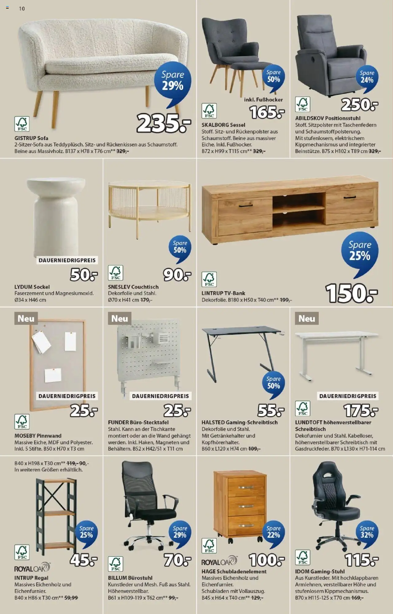 Angebote JYSK - gültig ab dem 17.08.2025 | Seite: 10 | Produkte: Sofa, Sessel, Regal, Gamingstuhl