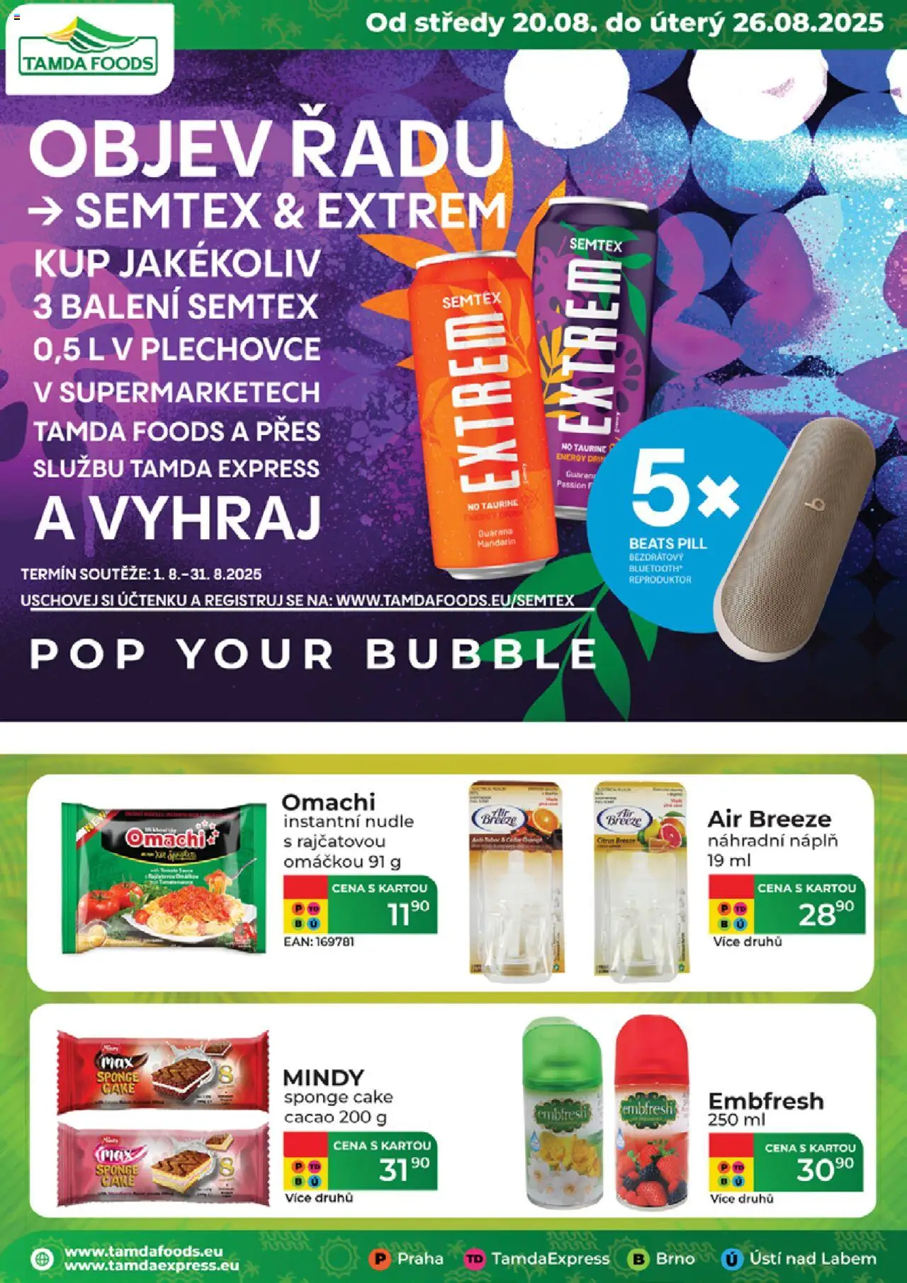 Tamda Foods leták od 20.08.2025 | Strana: 1 | Produkty: Reproduktor, Semtex, Nudle
