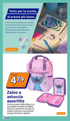 Volantino Action del 16.07.2025 | Pagina: 15 | Prodotti: Notebook, Temperamatite, Zaino, Astuccio