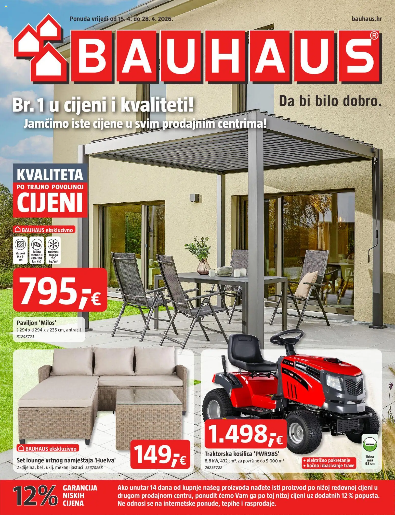 Bauhaus katalog | vrijedi od 15.04.2026 | Stranica: 1 | Proizvodi: Kosilica, Traktorska kosilica
