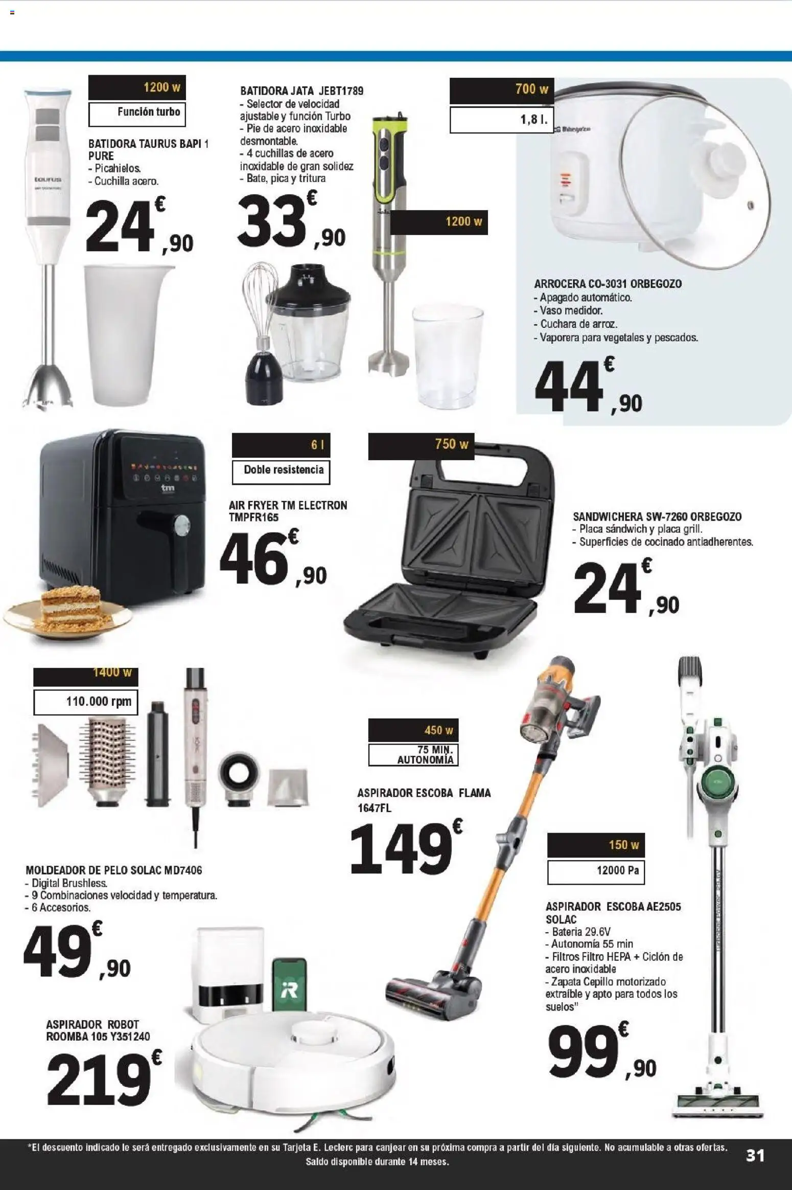 E.Leclerc folleto Super ofertas │ válido desde el 01.04.2026 | Página: 31 | Productos: Alcool, Batidora, Robot, Sandwichera