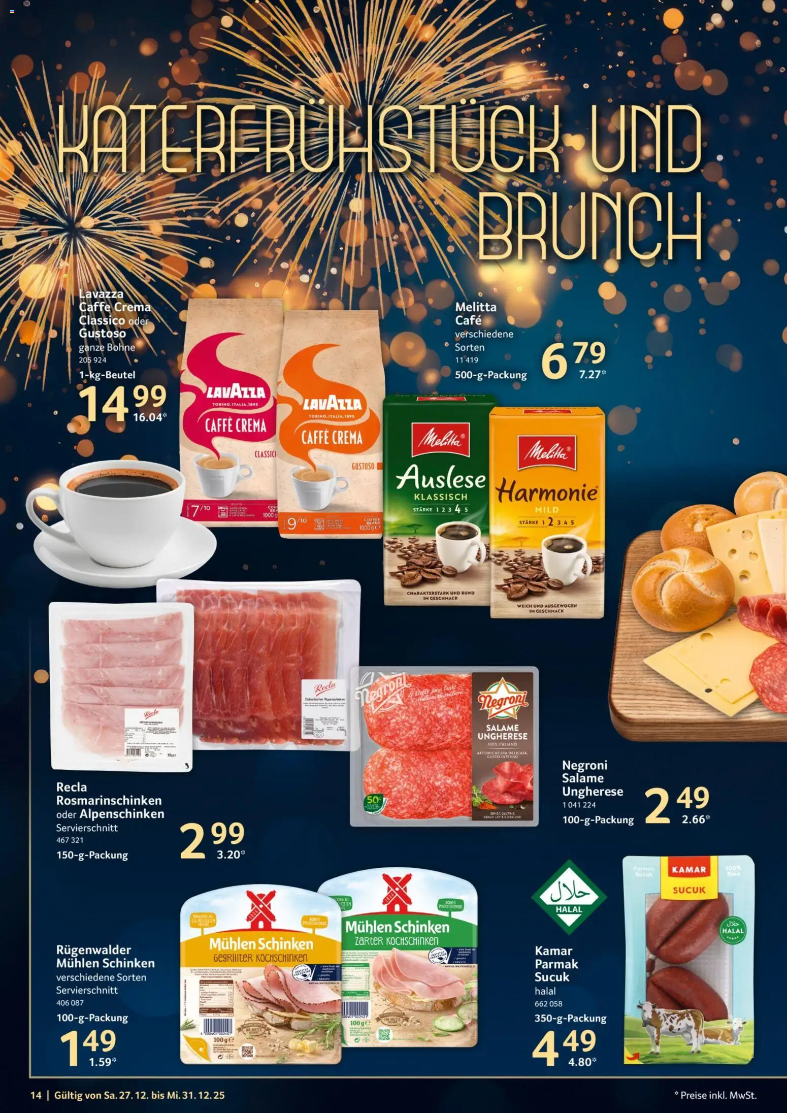 Selgros Prospekt 	 – gültig ab 27.12.2025 | Seite: 14 | Produkte: Melitta, Lavazza, Schinken