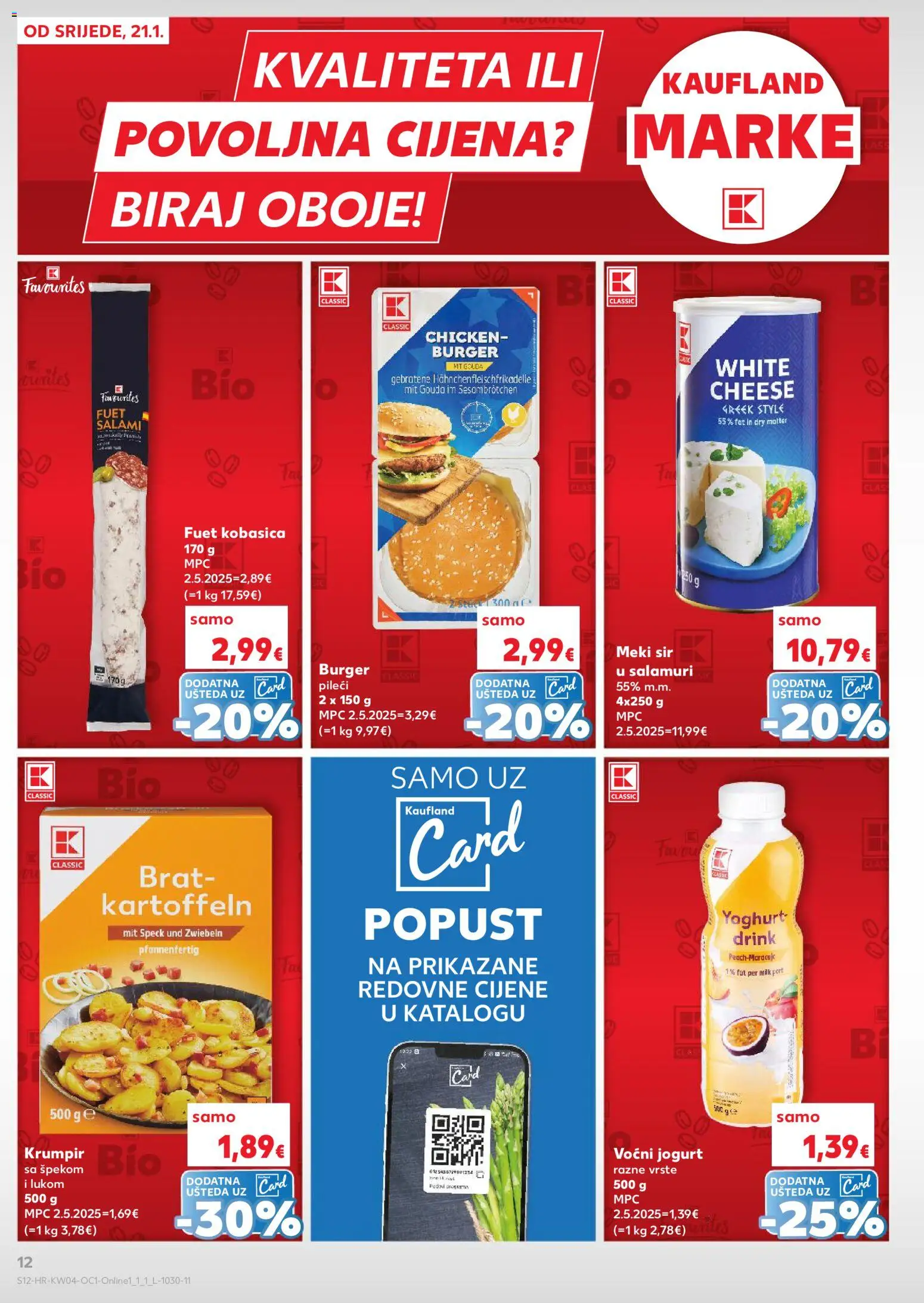 Kaufland katalog | vrijedi od 21.01.2026 | Stranica: 12 | Proizvodi: Sir, Krumpir, Kobasica, Gouda