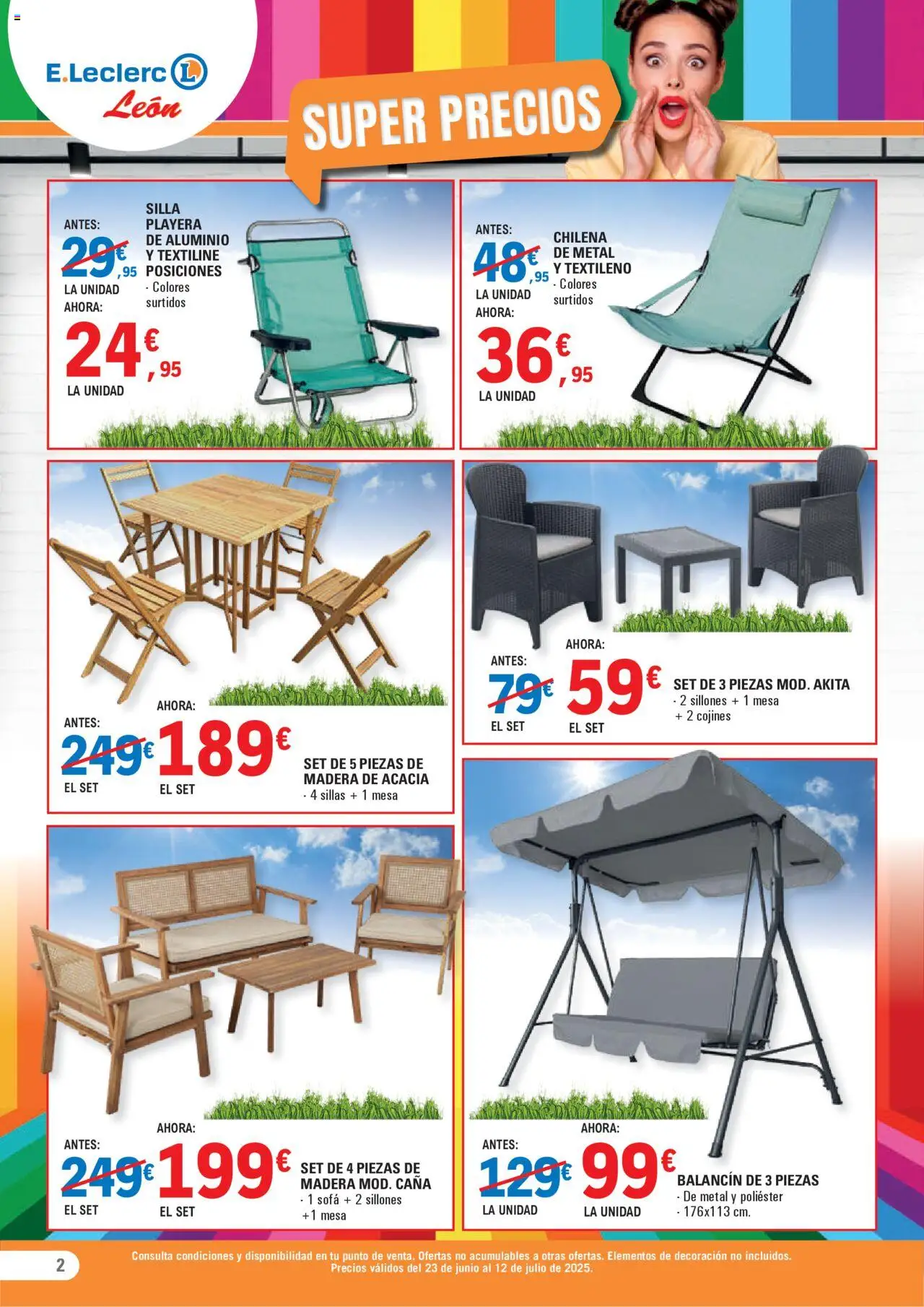 E.Leclerc folleto │ válido desde el 23.06.2025 | Página: 2 | Productos: Sofá, Mesa, Silla