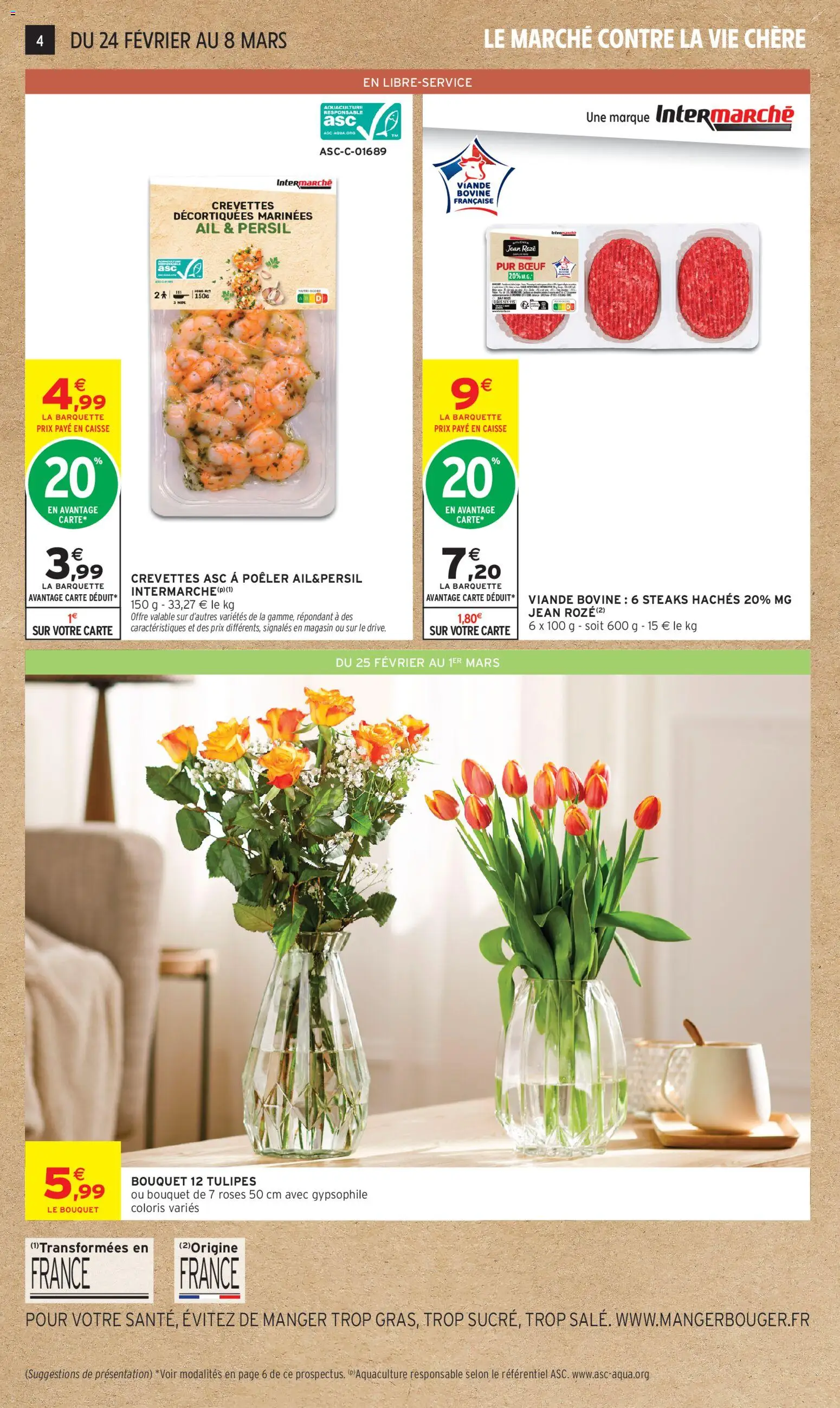 {H1} | Page: 4 | Produits: Persil, Crevettes, Tulipes, Viande bovine
