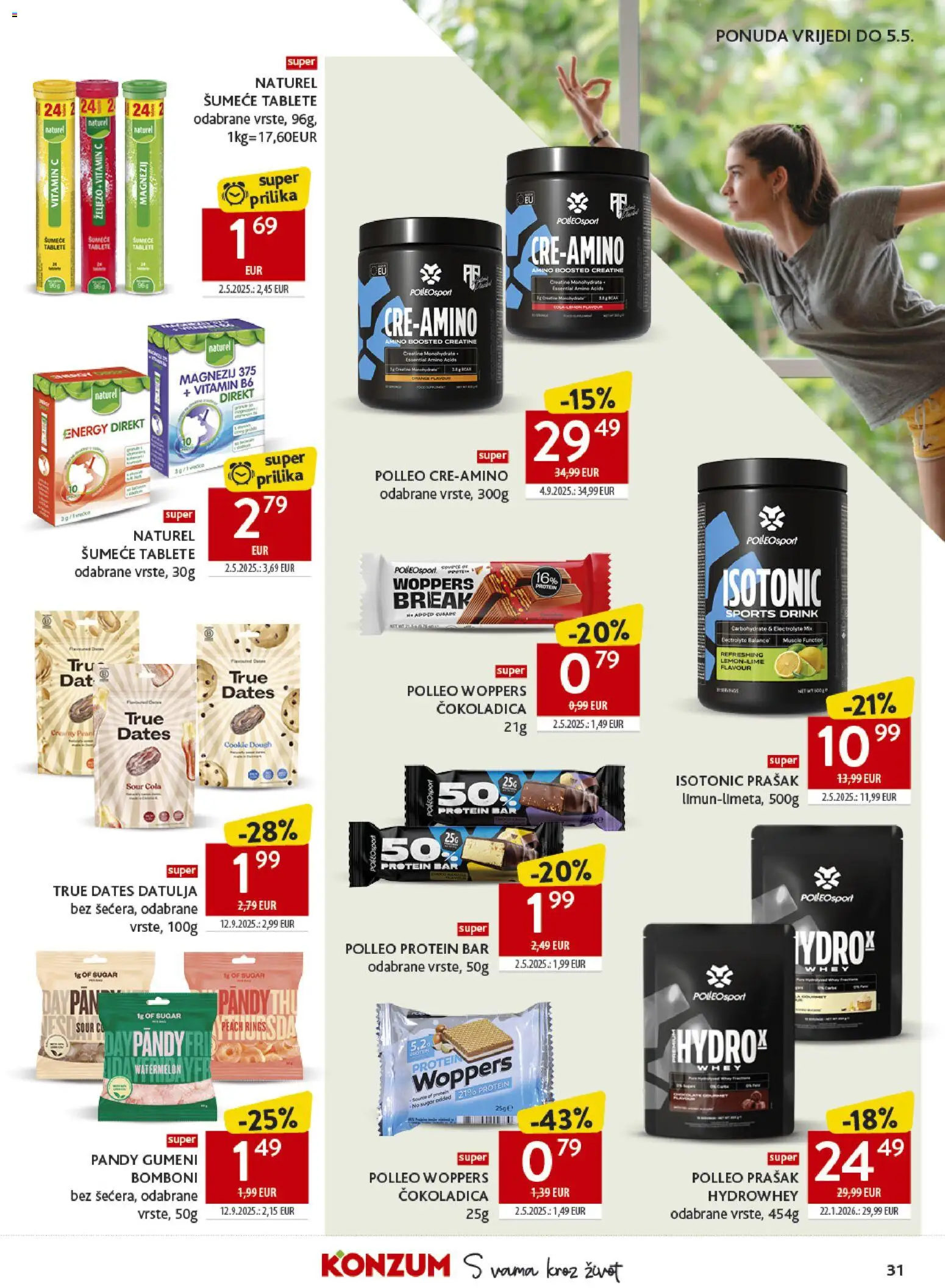 Konzum katalog | vrijedi od 22.04.2026 | Stranica: 31 | Proizvodi: Bomboni, Datulja, Šumeće tablete