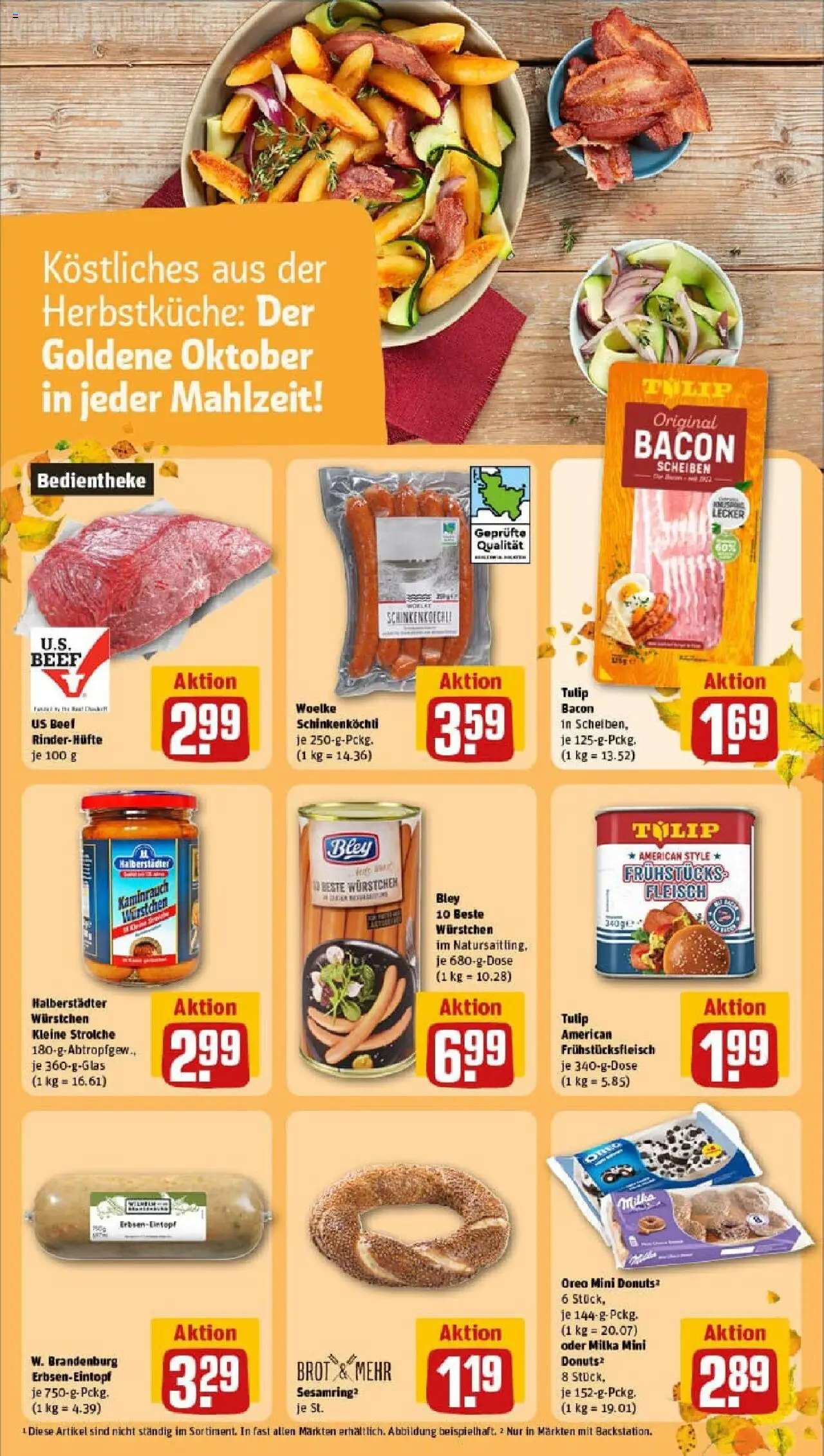 Rewe prospekt Lübeck / St. Jürgen	 – gültig ab 06.10.2025 | Seite: 19 | Produkte: Milka, Donuts, Brot, Fleisch