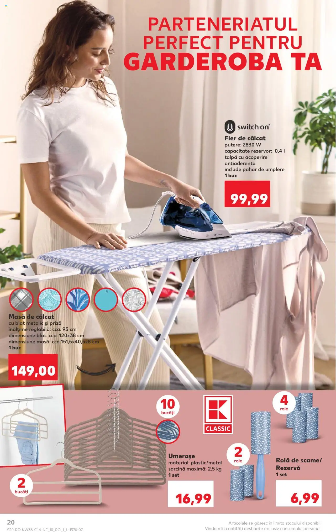 Noul catalog Kaufland – valabil de la 17.09.2025 | Pagină: 20 | Produse: Fier de călcat, Masă, Priză, Role
