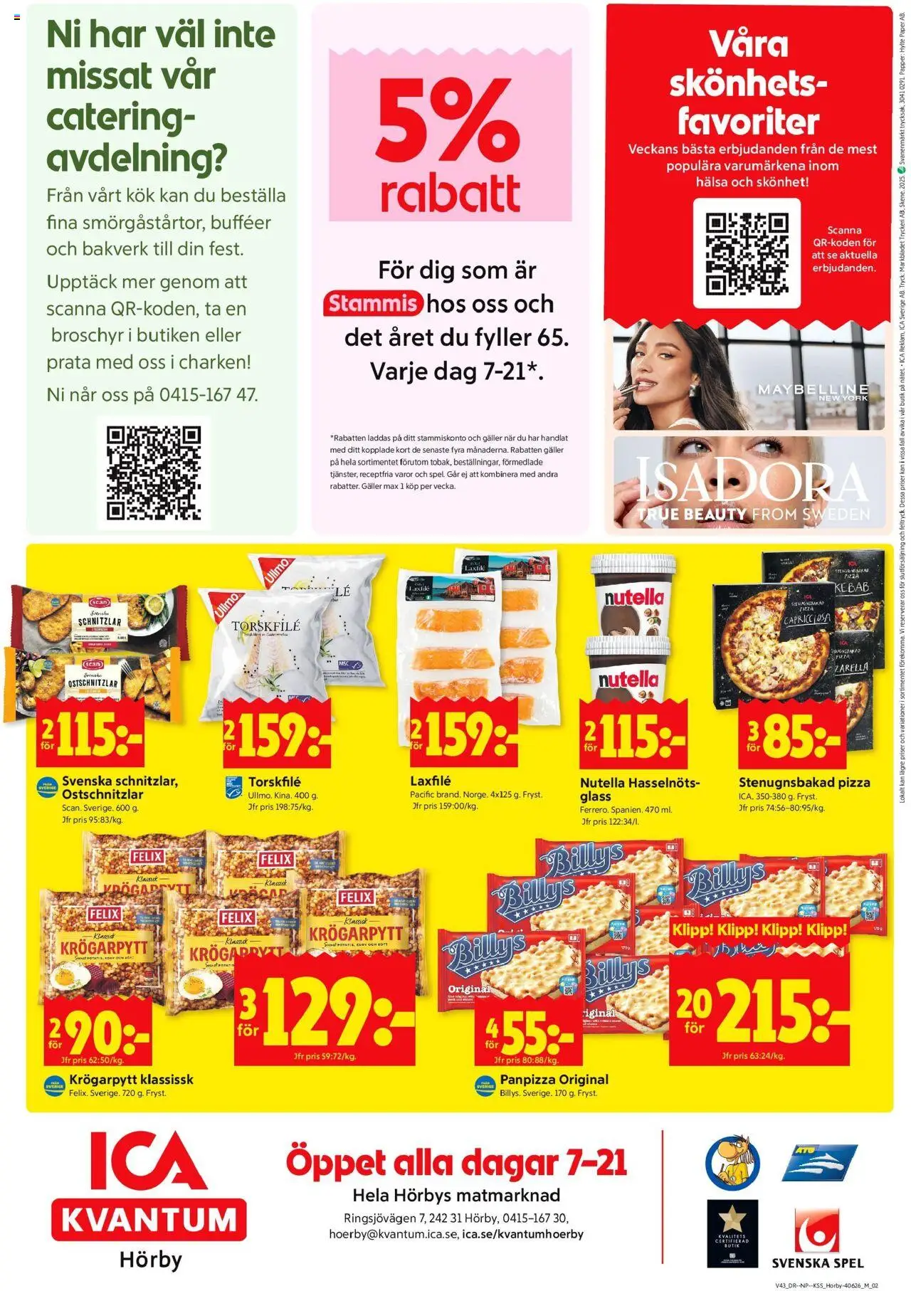 ICA Kvantum reklamblad aktuell från 20.10.2025 | Sida: 12 | Produkter: Torskfile, Pizza, Potatis, Spel