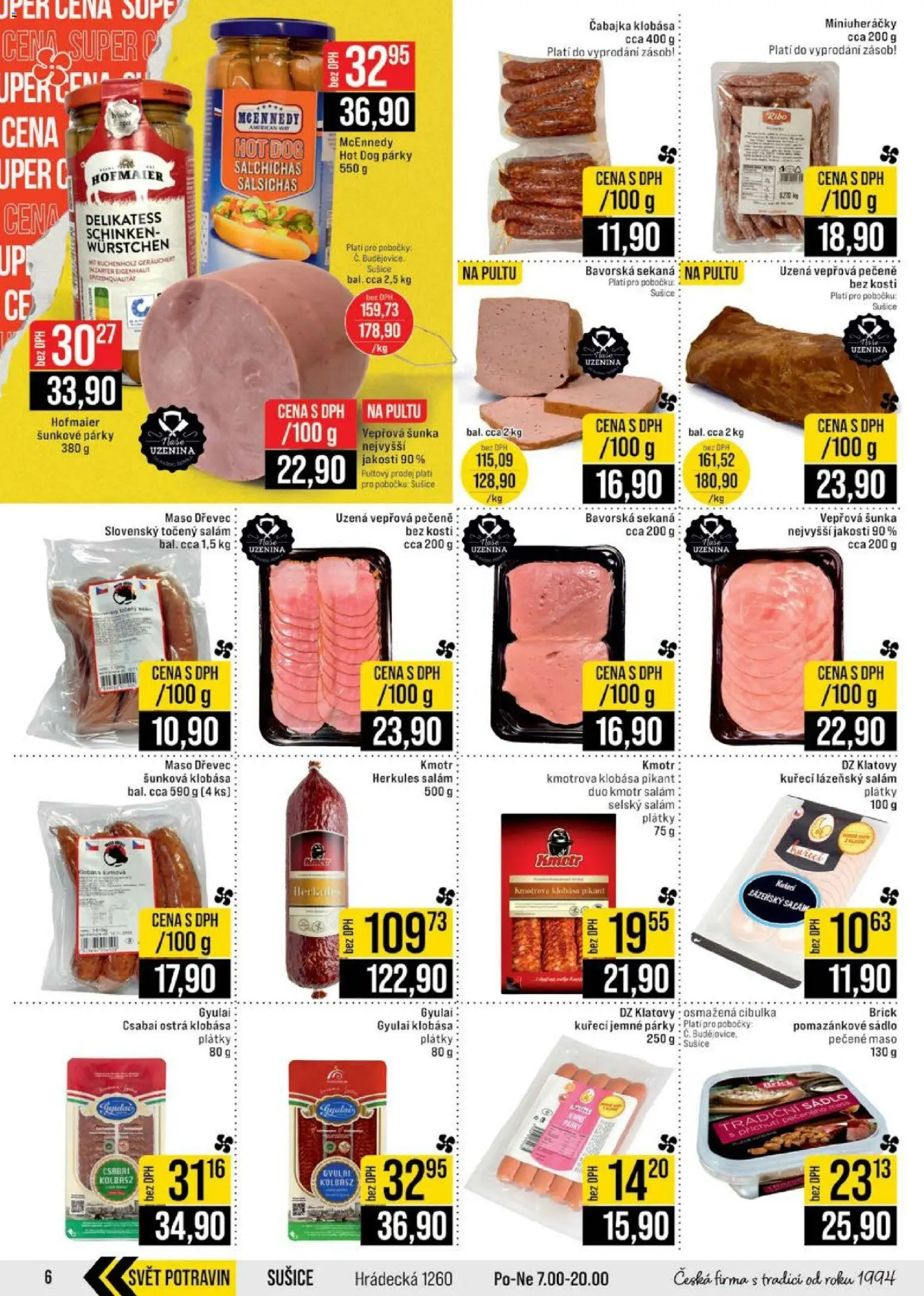 Jip leták - Cash & Carry od 22.04.2026 | Strana: 6 | Produkty: Šunka, Hot dog, Sekaná, Sušiče