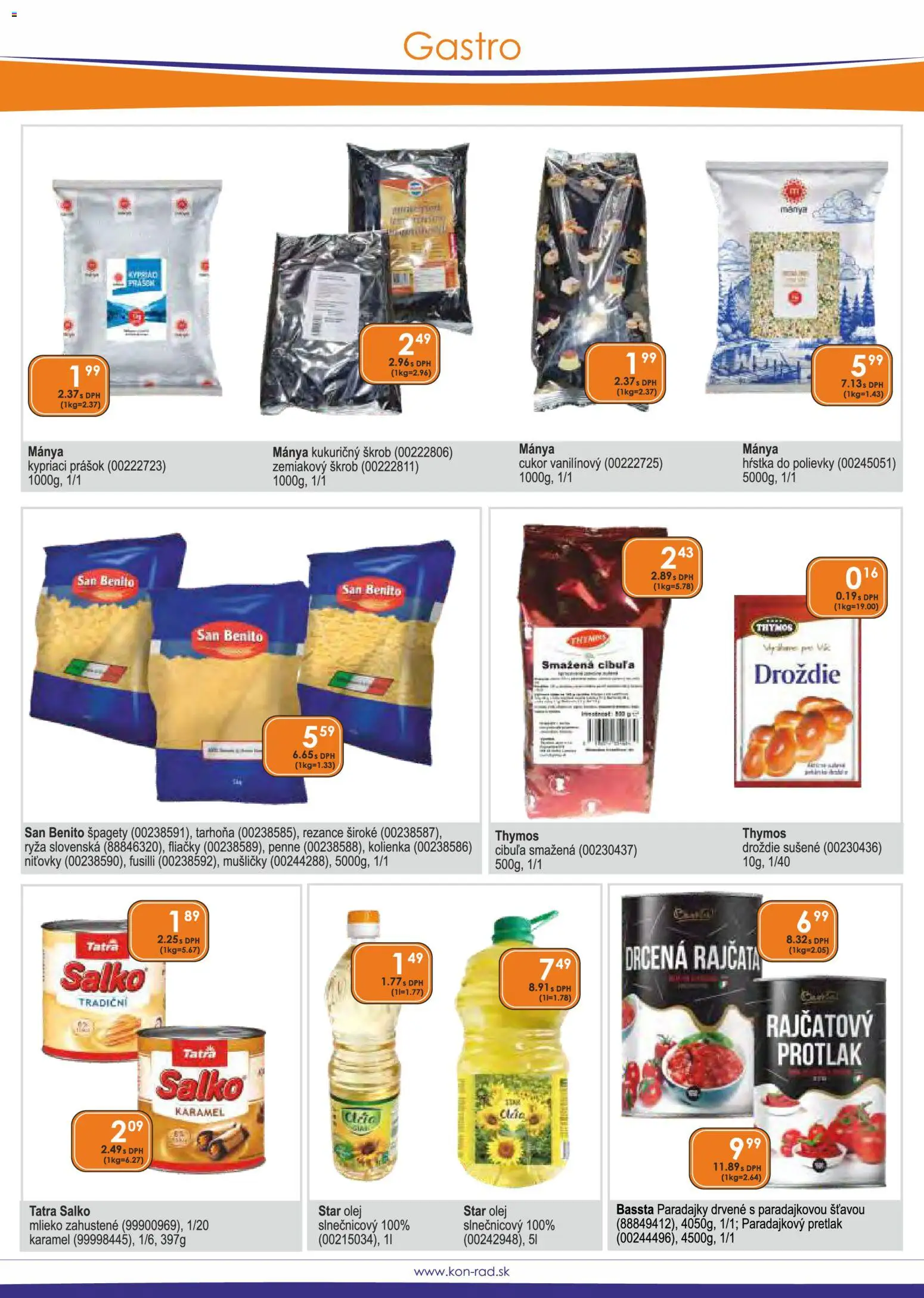 Nové KON - RAD akcie – leták je platný od 01.03.2026 | Strana: 36 | Produkty: Fusilli, Ryža, Salko, Špagety