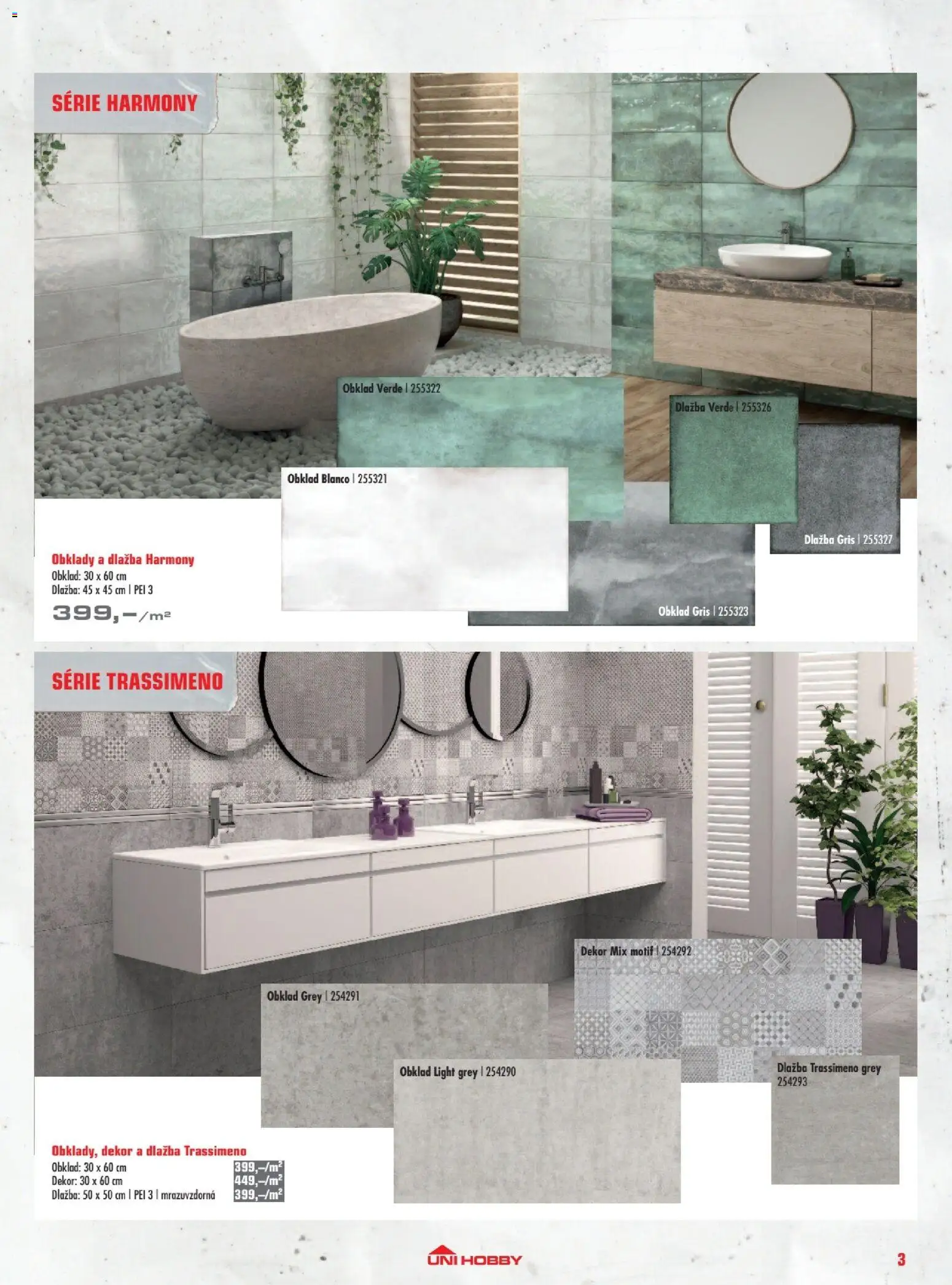 Uni Hobby katalog - Dlažby, obklady a sanita 2026 od 20.02.2026 | Strana: 3 | Produkty: Dlažba