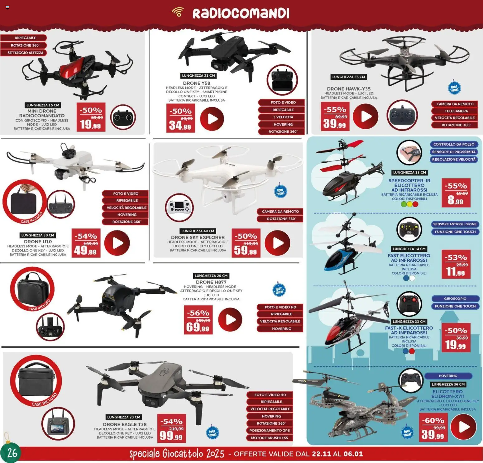 Volantino Happy Casa del 22.11.2025 | Pagina: 26 | Prodotti: Drone, Smartphone, Video, Batteria