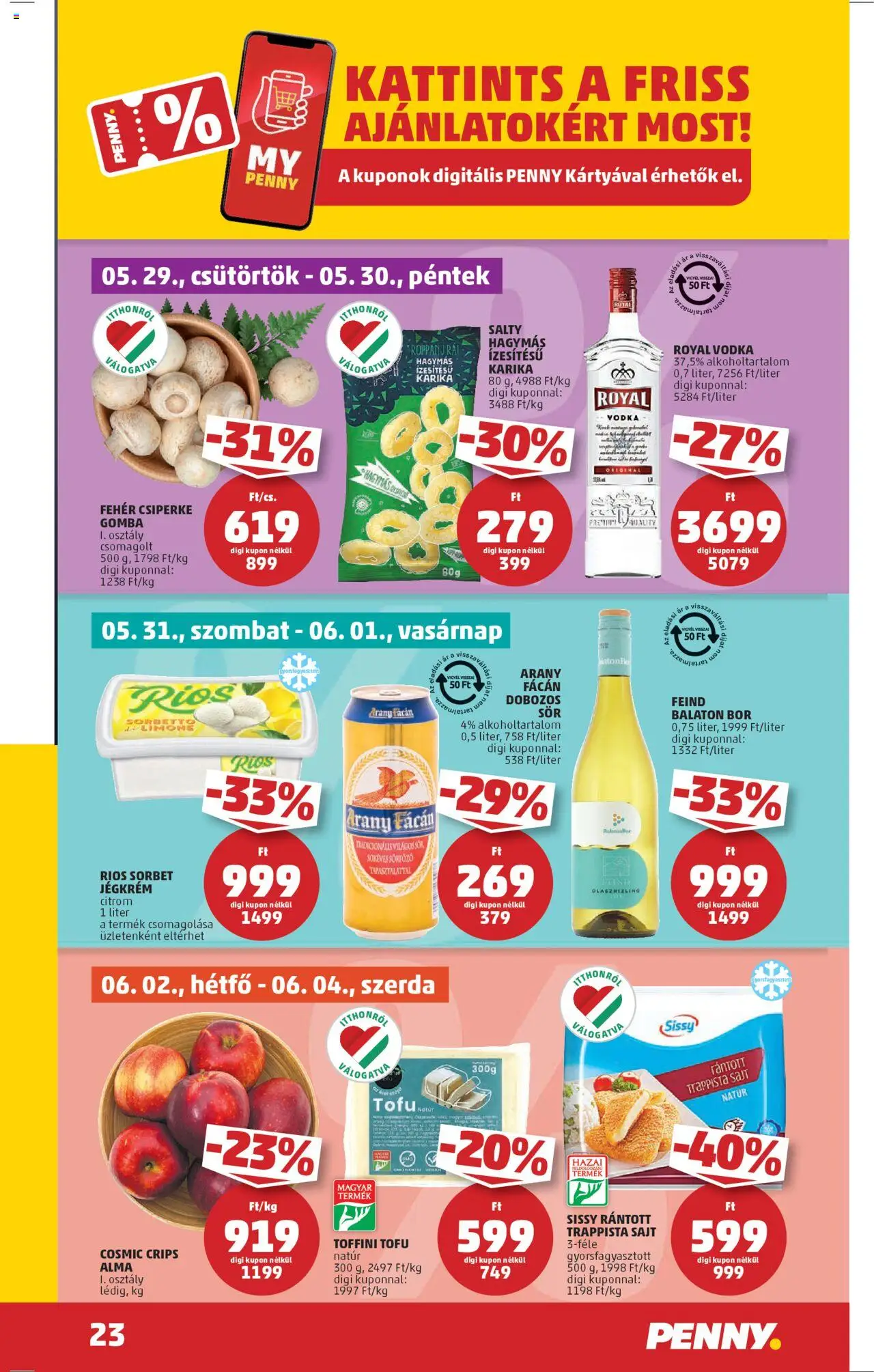 PENNY akciós ujság - amely érvényes a következő dátumtól: 29.05.2025 | Oldal: 27 | Termékek: Alma, Vodka, Trappista sajt, Citrom