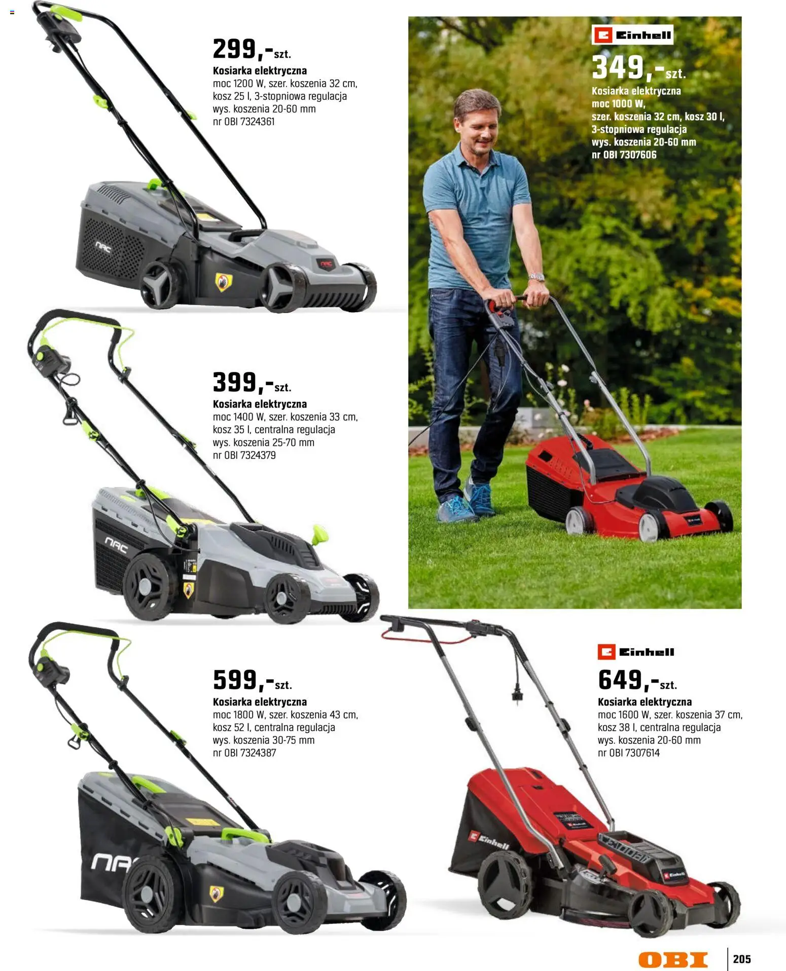 OBI gazetka - Ogród od 11.03.2026 | Strona: 205 | Produkty: Kosiarka, Kosz