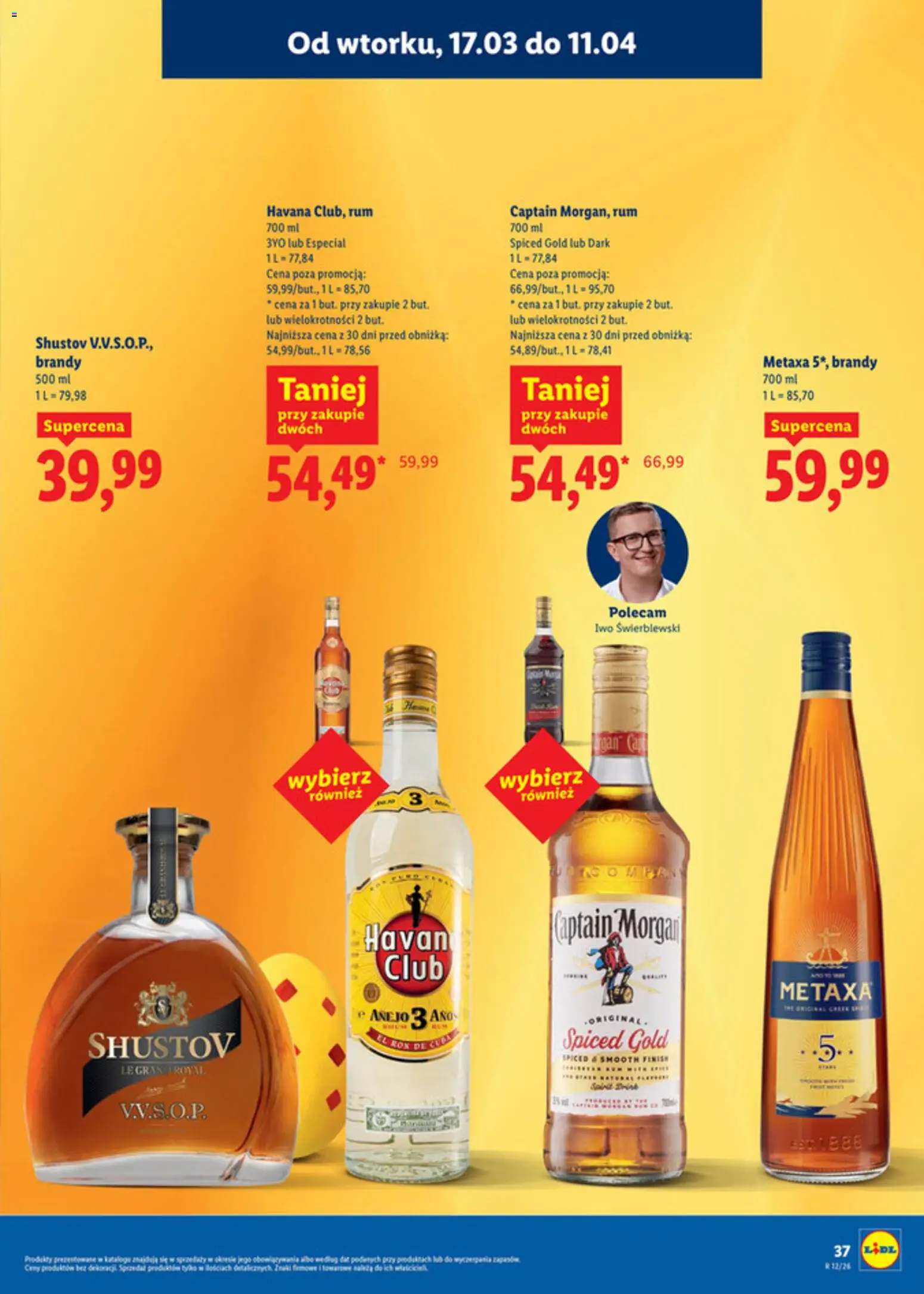 Lidl Katalog alkoholi mocnych i win od 17.03.2026 | Strona: 38 | Produkty: Metaxa, Captain Morgan, Rum