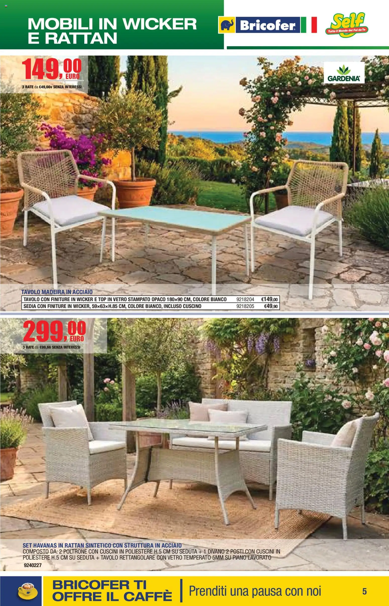 Volantino Bricofer del 14.04.2026 | Pagina: 5 | Prodotti: Tè, Cuscino, Divano, Tavolo