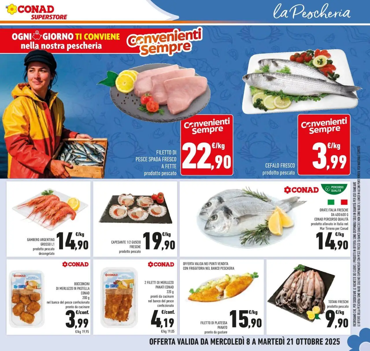 Volantino Conad del 08.10.2025 | Pagina: 23 | Prodotti: Pesce, Merluzzo, Pesce spada