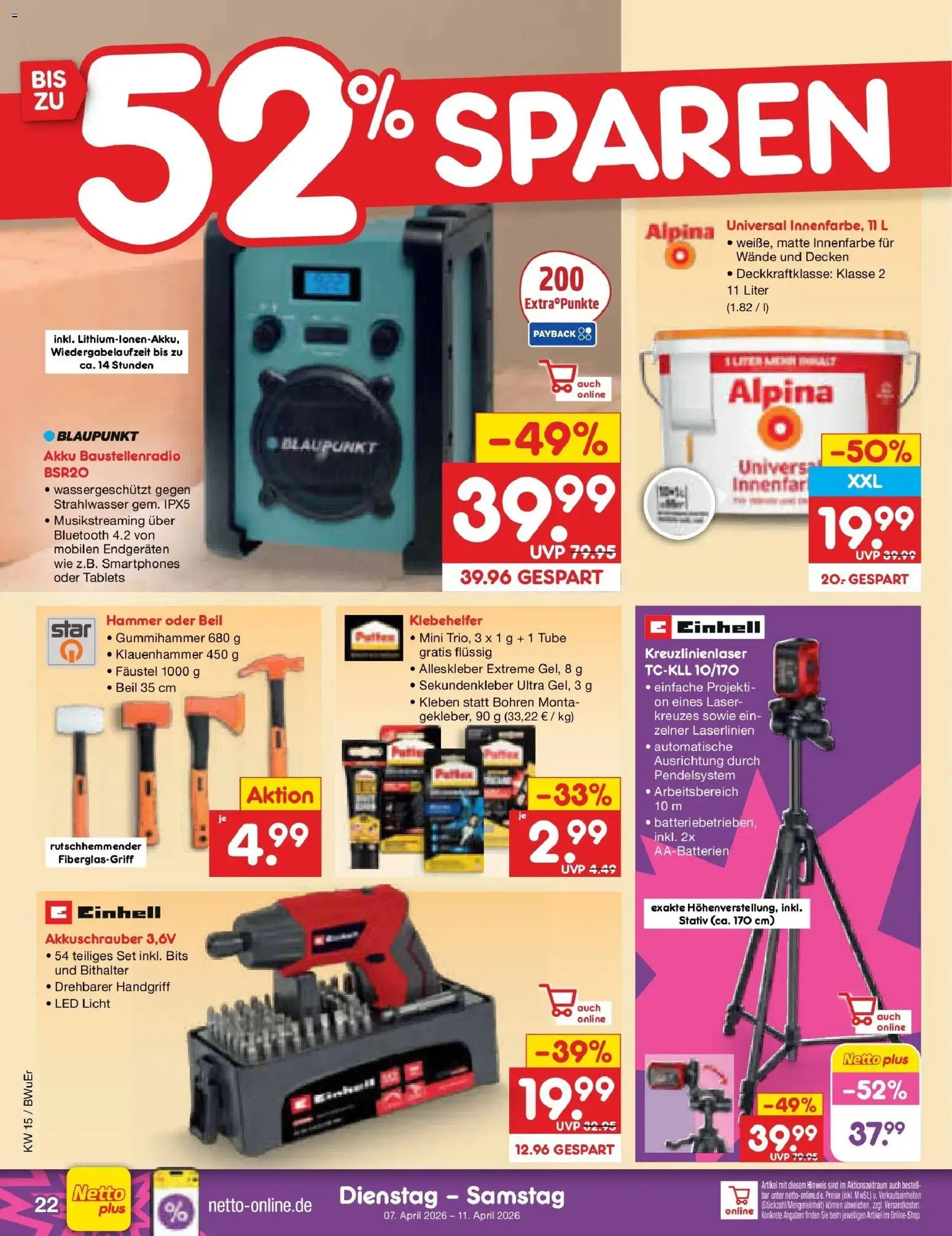 Netto Marken-Discount Prospekt Nordhausen	 – gültig ab 07.04.2026 | Seite: 32 | Produkte: Smartphones, Akkuschrauber, Stativ