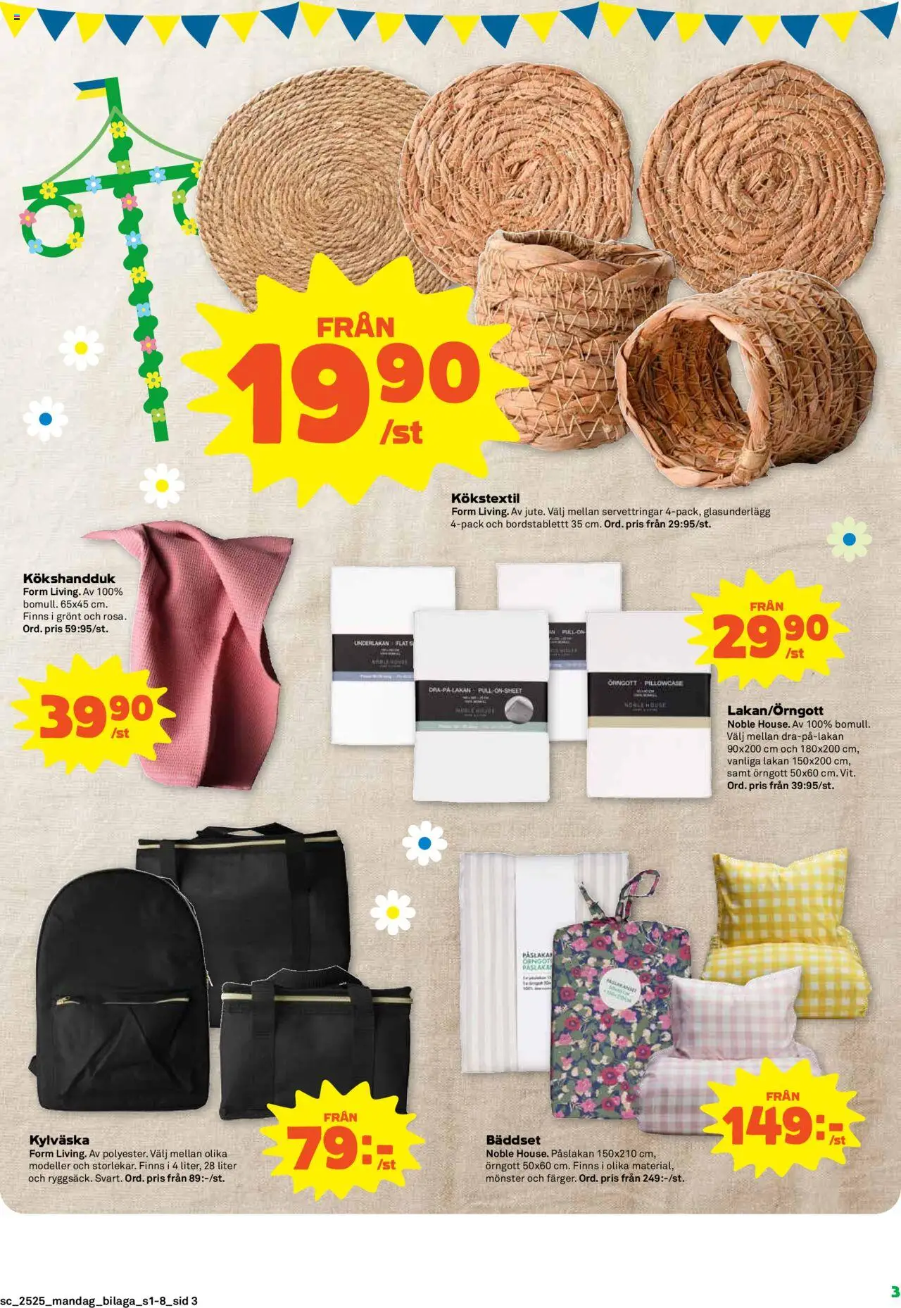 Coop Forum reklamblad aktuell från 16.06.2025 | Sida: 19 | Produkter: Örngott, Lakan, Underlakan, Kylväska