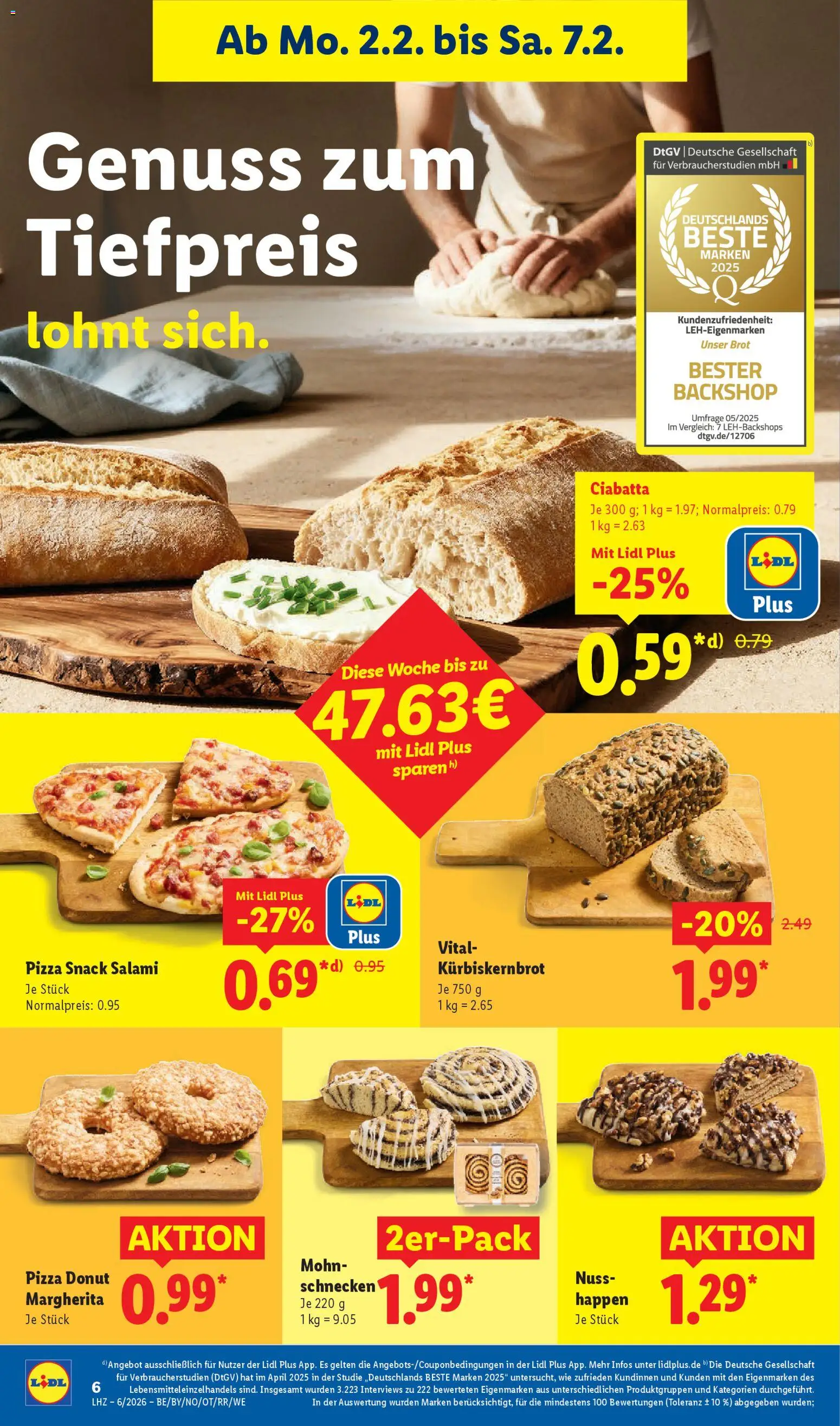 Lidl Prospekt Lüchow – gültig ab 02.02.2026 | Seite: 10 | Produkte: Brot, Salami, Pizza