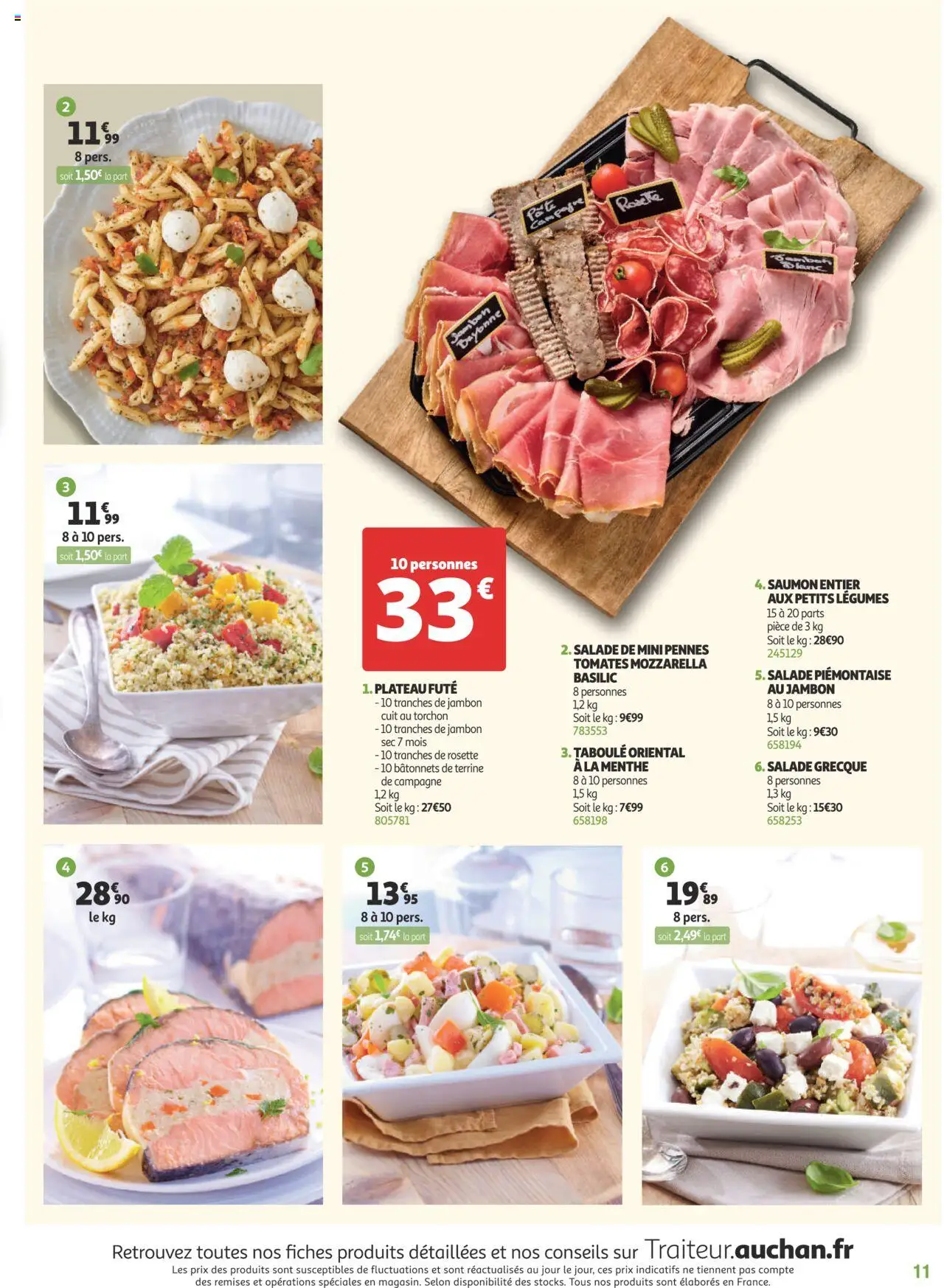  | Page: 11 | Produits: Torchon, Mozzarella, Jambon, Saumon