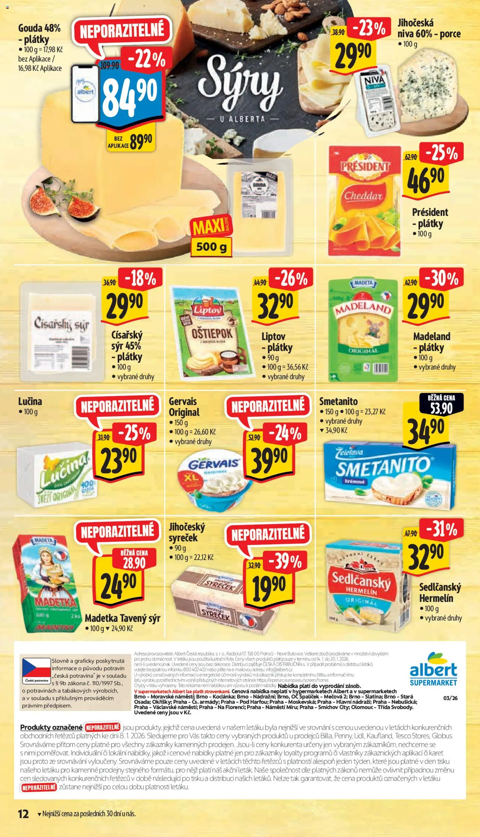 Albert leták - Supermarket od 14.01.2026 | Strana: 18 | Produkty: Gouda, Sýry, Niva, Cheddar