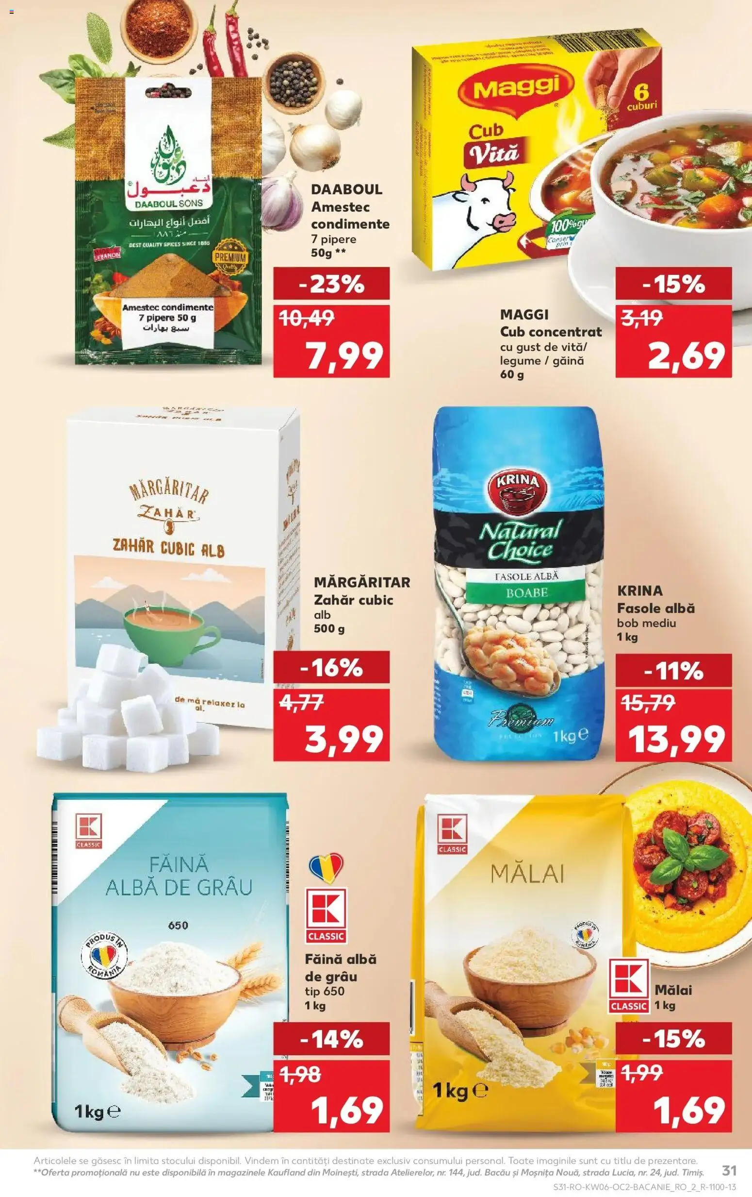 Noul catalog Kaufland – valabil de la 04.02.2026 | Pagină: 31 | Produse: Făină, Mălai, Fasole albă, Condimente