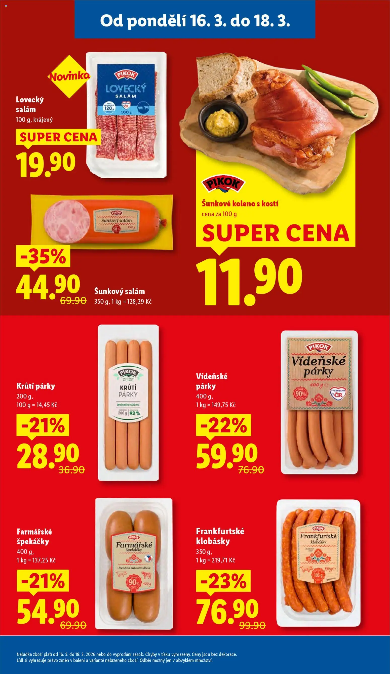 Lidl leták od 16.03.2026 | Strana: 15 | Produkty: Salám, Klobásky, Lovecký salám, Pikok