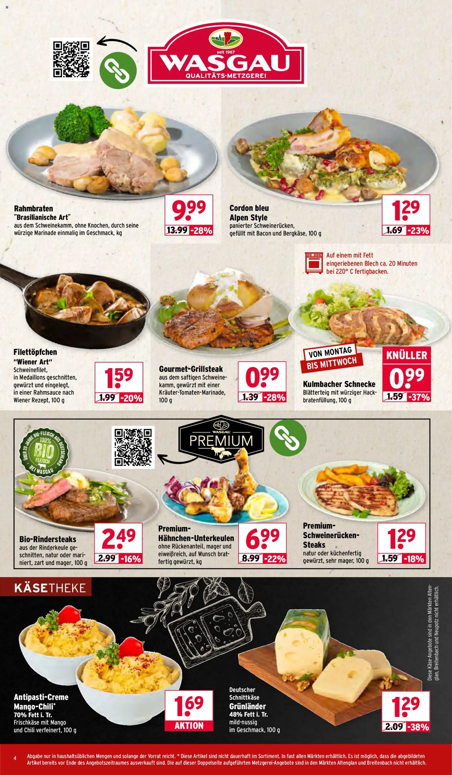 Wasgau Prospekt 	 – gültig ab 05.01.2026 | Seite: 4 | Produkte: Grunlander, Chili, Schweinerucken, Frischkase