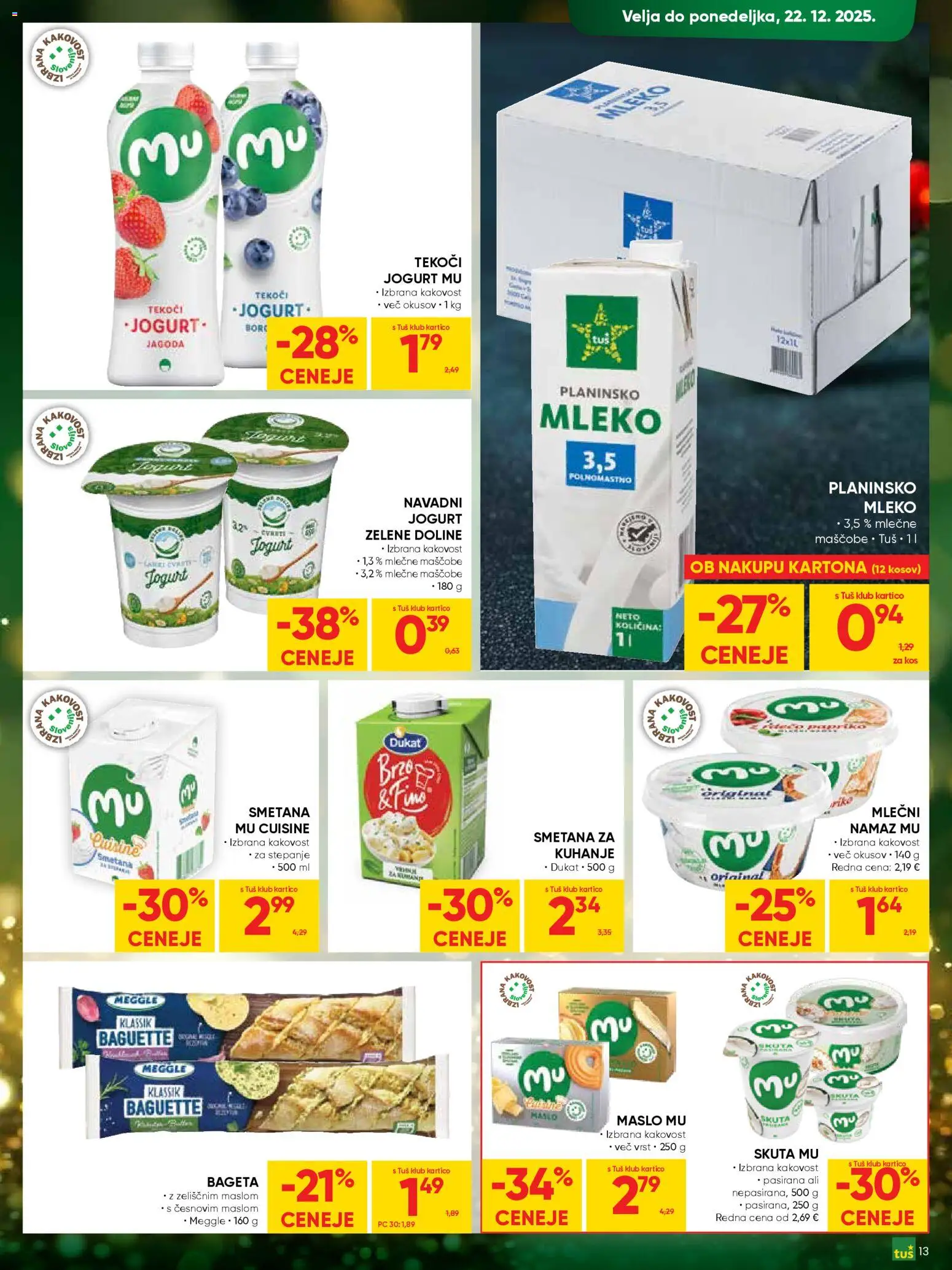 Novi Tuš katalog ponudbe – veljaven od 17.12.2025 | Stran: 13 | Izdelki: Namaz, Kos, Mleko, Skuta