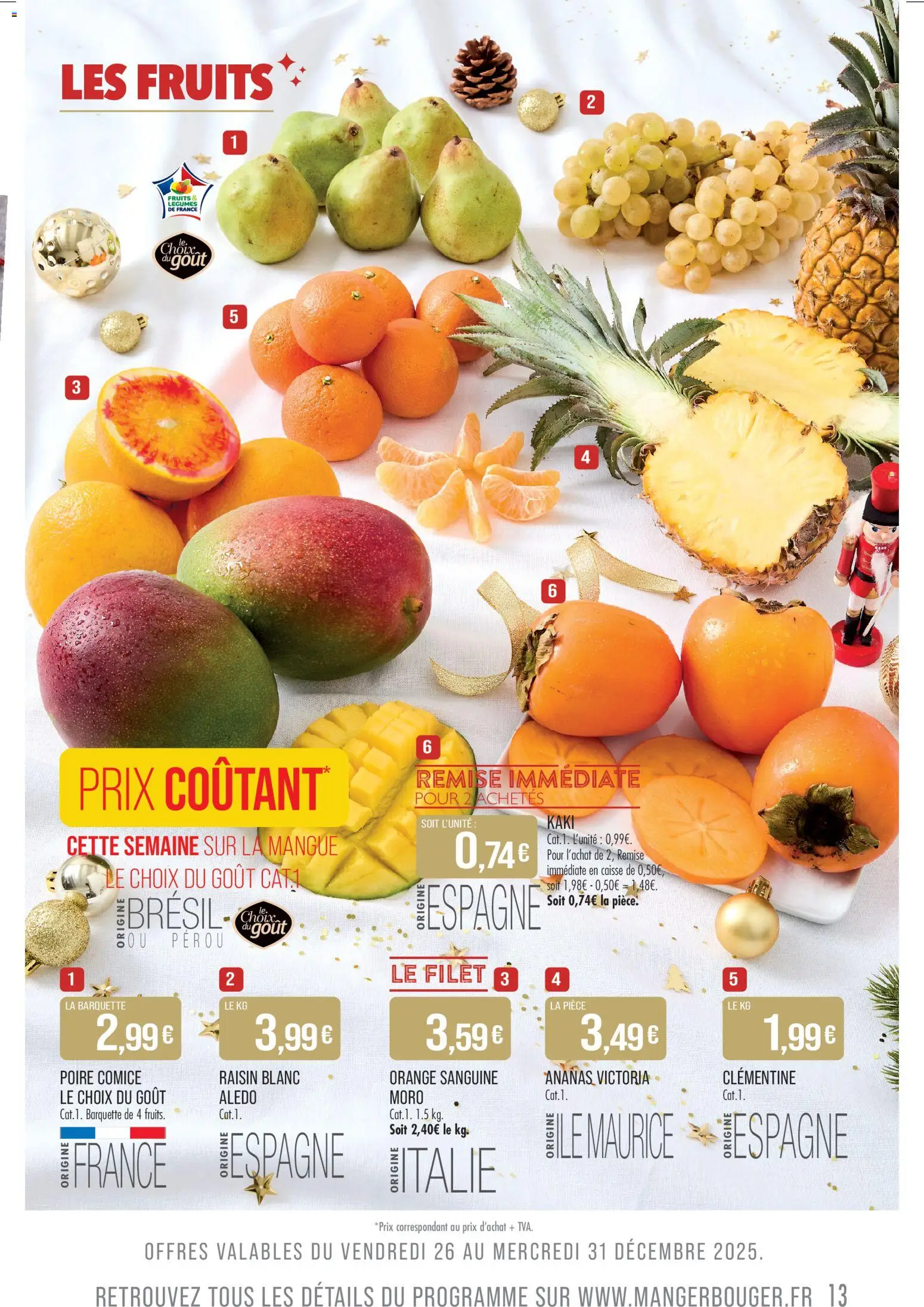 {H1} | Page: 13 | Produits: Orange, Raisin, Kaki, Ananas