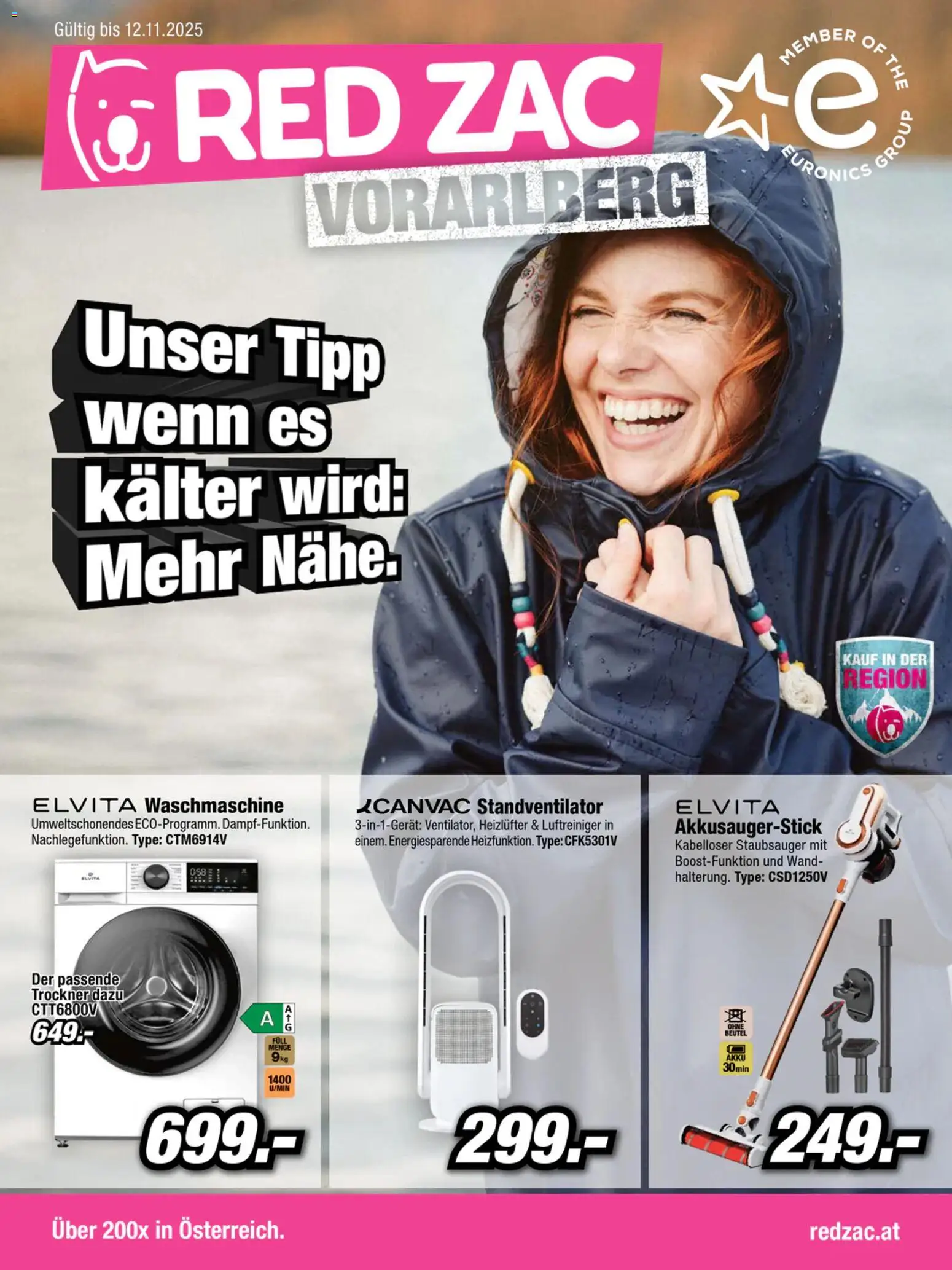 RED ZAC Vorarlberg gültig ab 27.10.2025 | Seite: 1 | Produkte: Waschmaschine, Trockner, Staubsauger, Luftreiniger