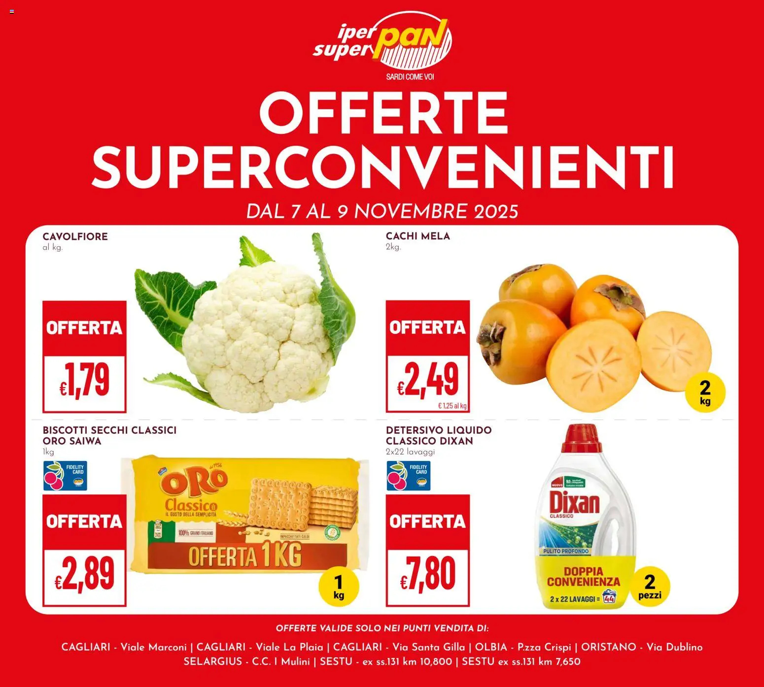Volantino Pan del 07.11.2025 | Pagina: 1 | Prodotti: Biscotti, Cachi, Cavolfiore