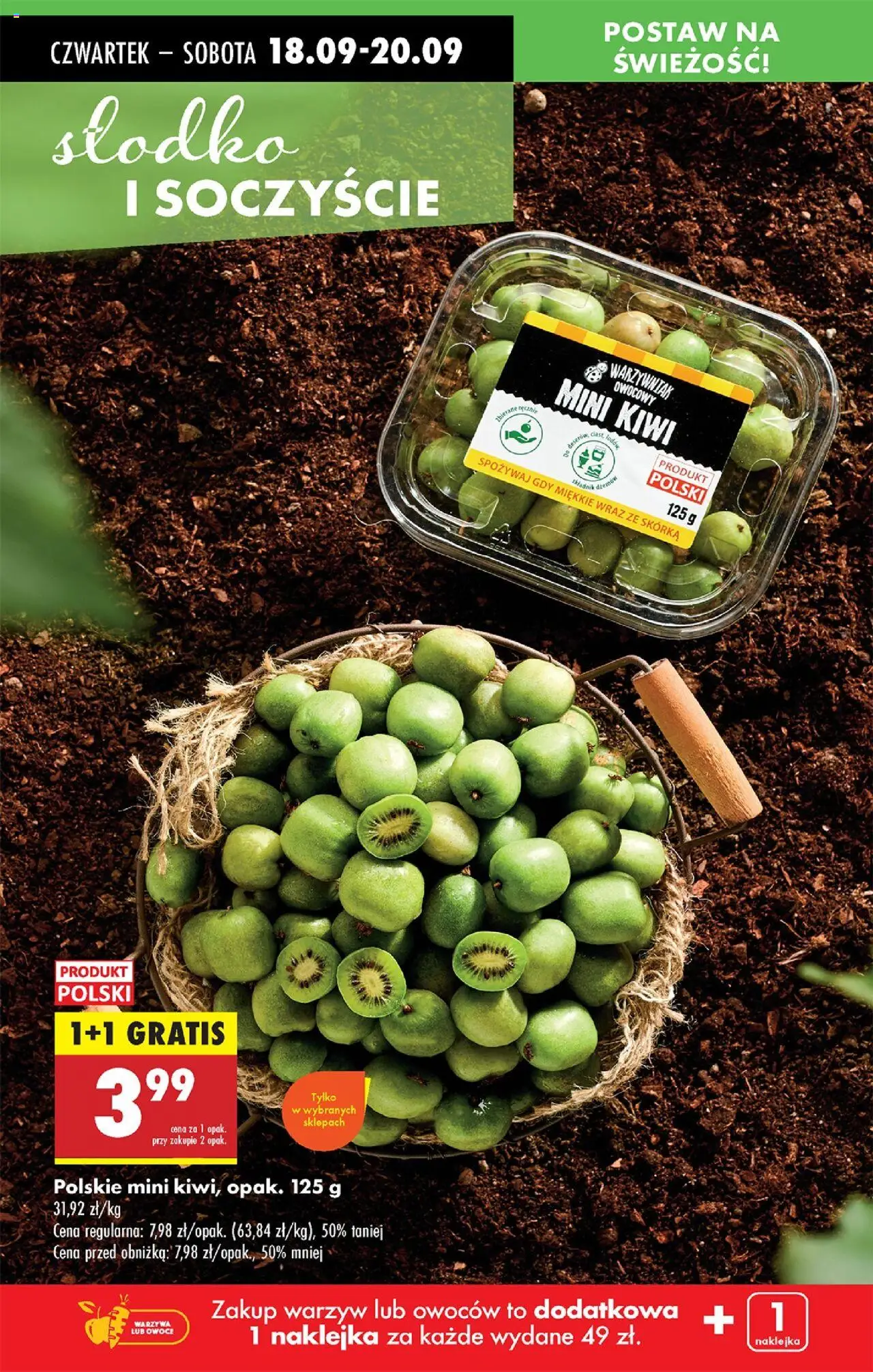Biedronka gazetka - Oferta w tym tygodniu od 18.09.2025 | Strona: 22 | Produkty: Kiwi, Warzywa, Owoce, Mini kiwi