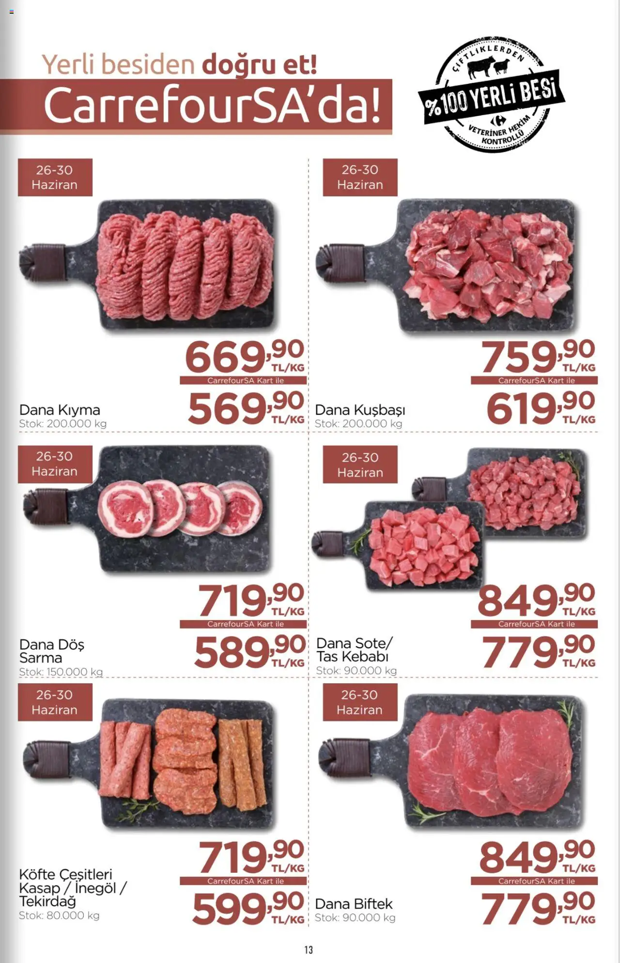 CarrefourSA Katalog - 26.06.2025 tarihinden itibaren geçerlidir | Sayfa: 13 | Ürünler: Kıyma, Dana kuşbaşı