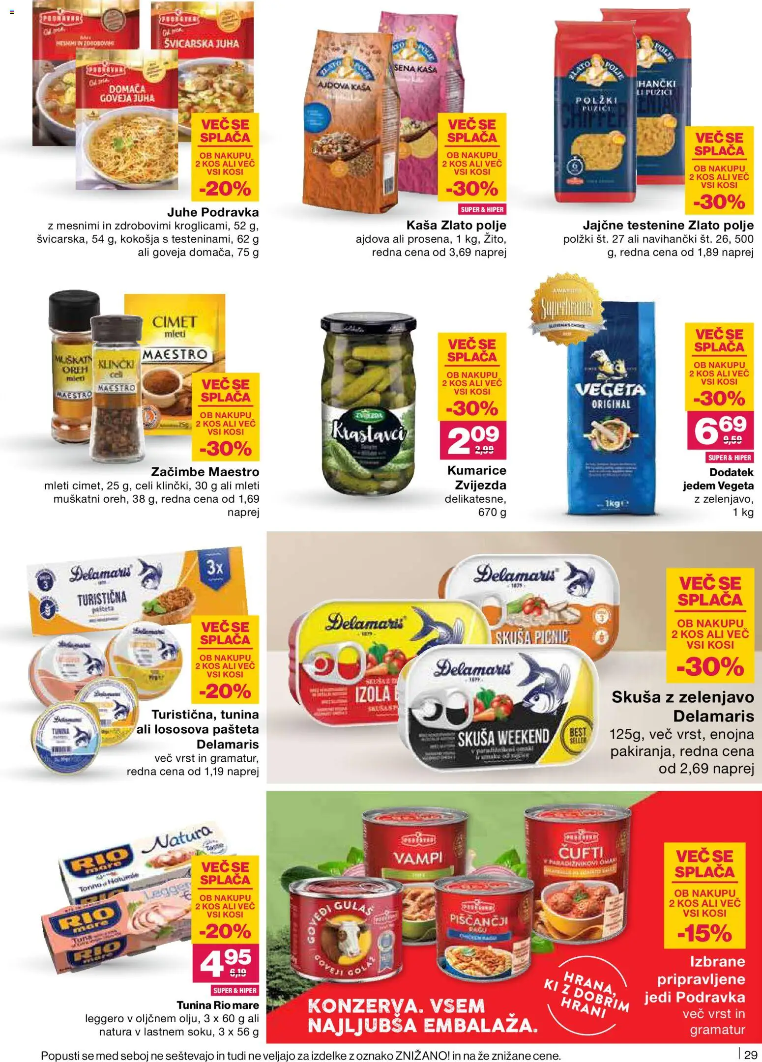 Novi Mercator katalog ponudbe – veljaven od 20.11.2025 | Stran: 29 | Izdelki: Tuna, Kos, Testenine, Kumarice