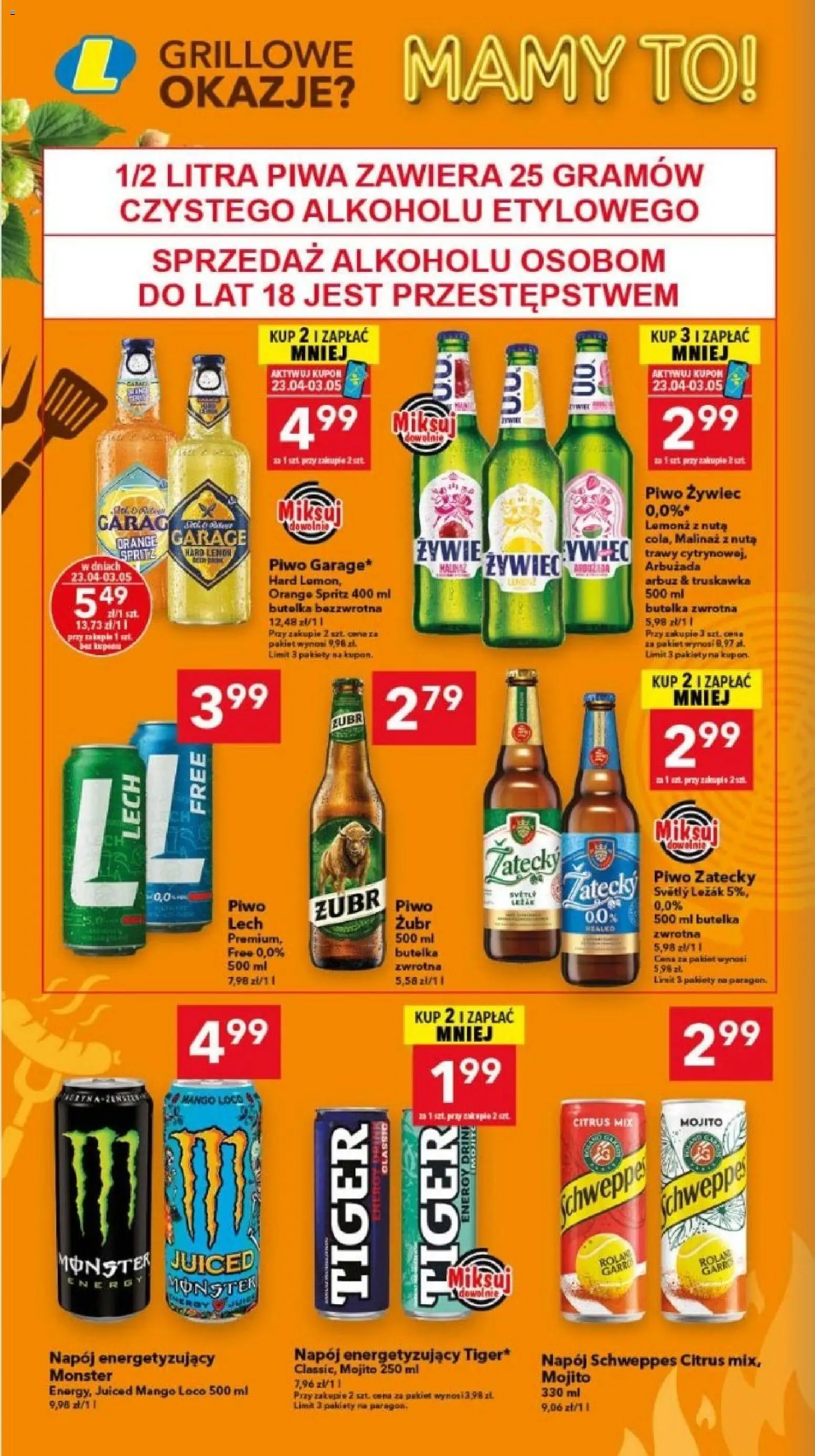 Lewiatan gazetka - Legnica od 23.04.2026 | Strona: 9 | Produkty: Piwo żubr, Arbuz, Trawy, Piwo