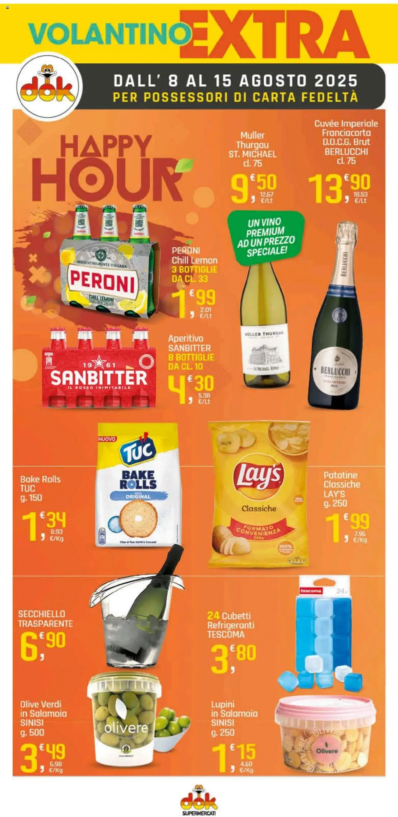Volantino DOK del 08.08.2025 | Pagina: 15 | Prodotti: Lupini, Olive, Vino, Aperitivo