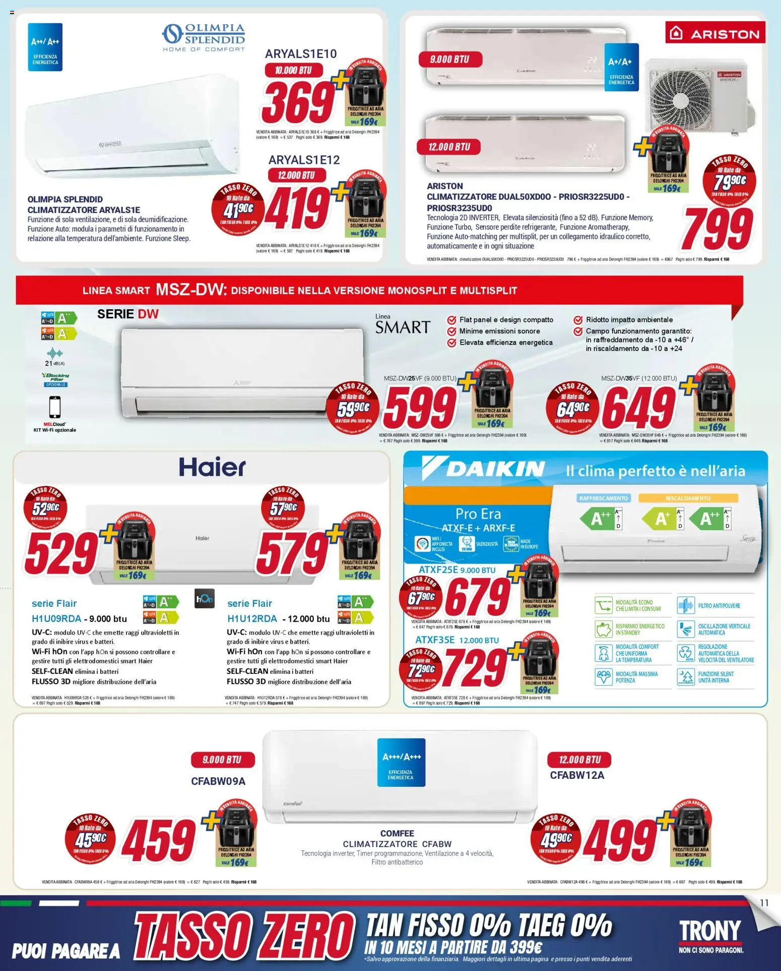 Volantino Trony del 15.01.2026 | Pagina: 11 | Prodotti: Ventilatore, Friggitrice ad aria, Climatizzatore, Friggitrice