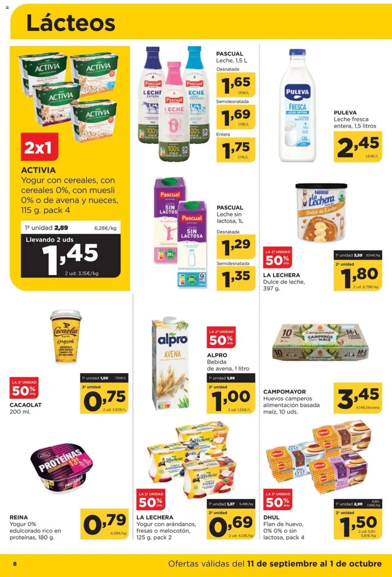 Alimerka folleto Asturias │ válido desde el 11.09.2025 | Página: 8 | Productos: Leche, Yogur, Fresas, Cereales