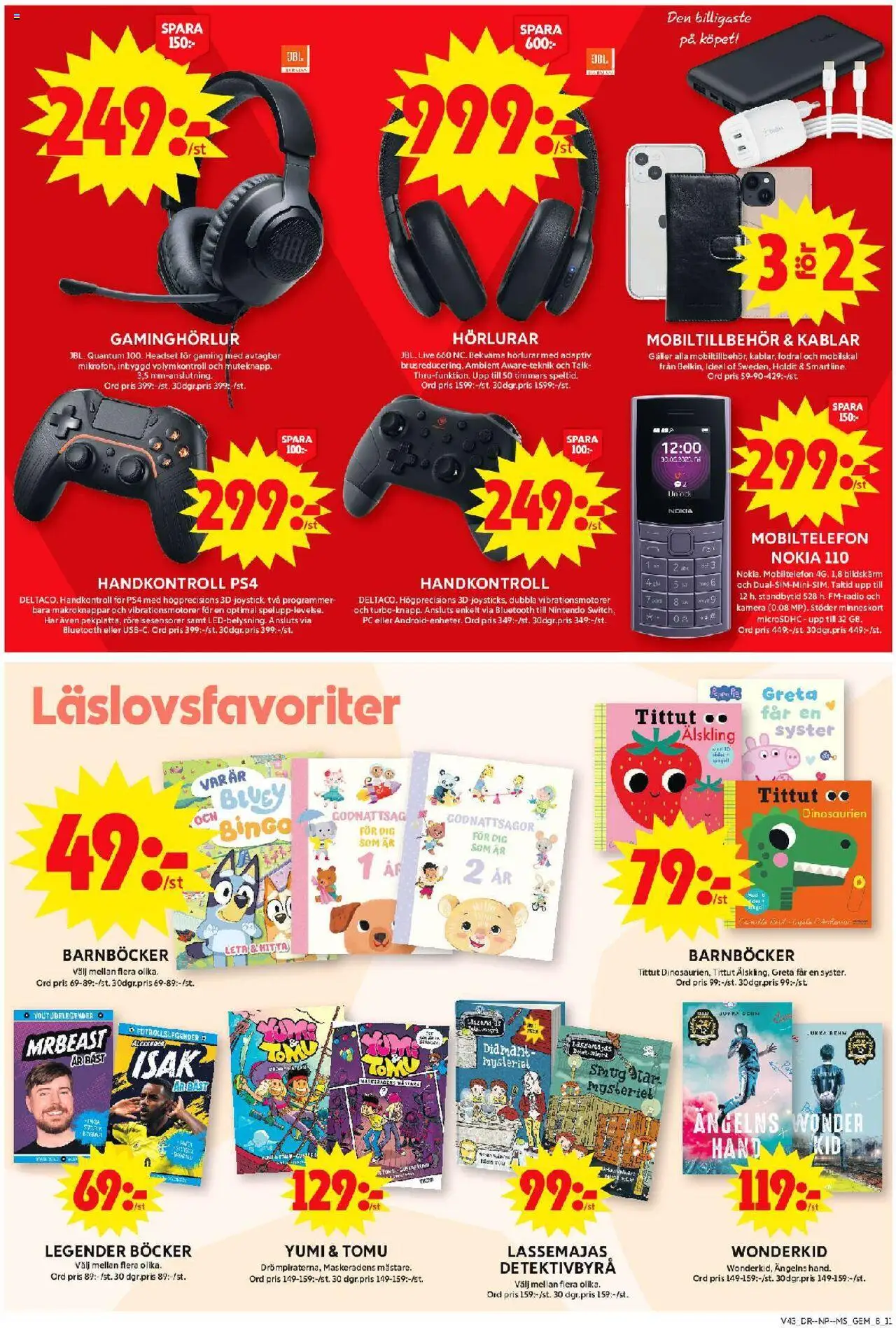 ICA Maxi reklamblad aktuell från 20.10.2025 | Sida: 15 | Produkter: Hörlurar, Kamera, Minneskort, Headset